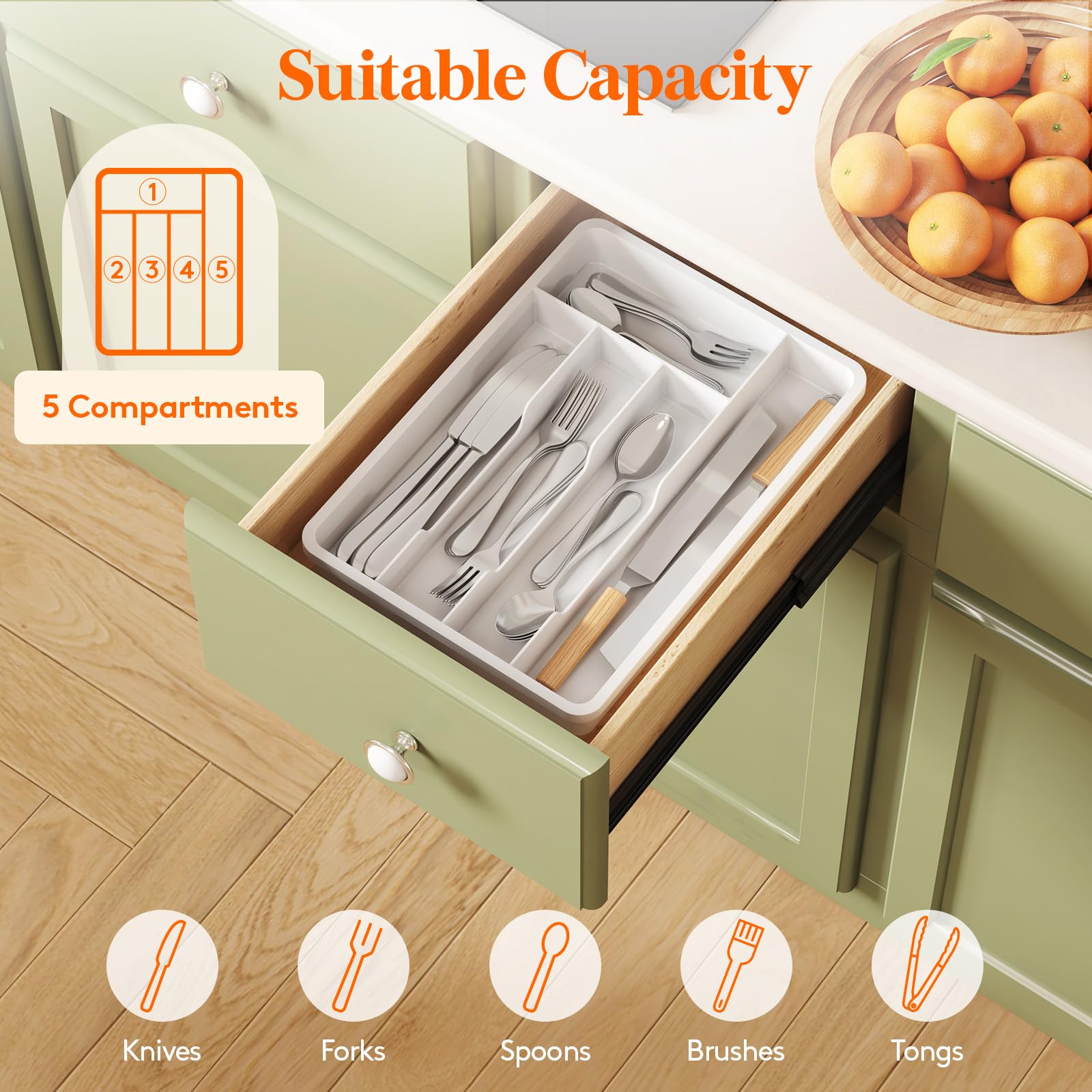 Silverware Drawer Organizer Tray