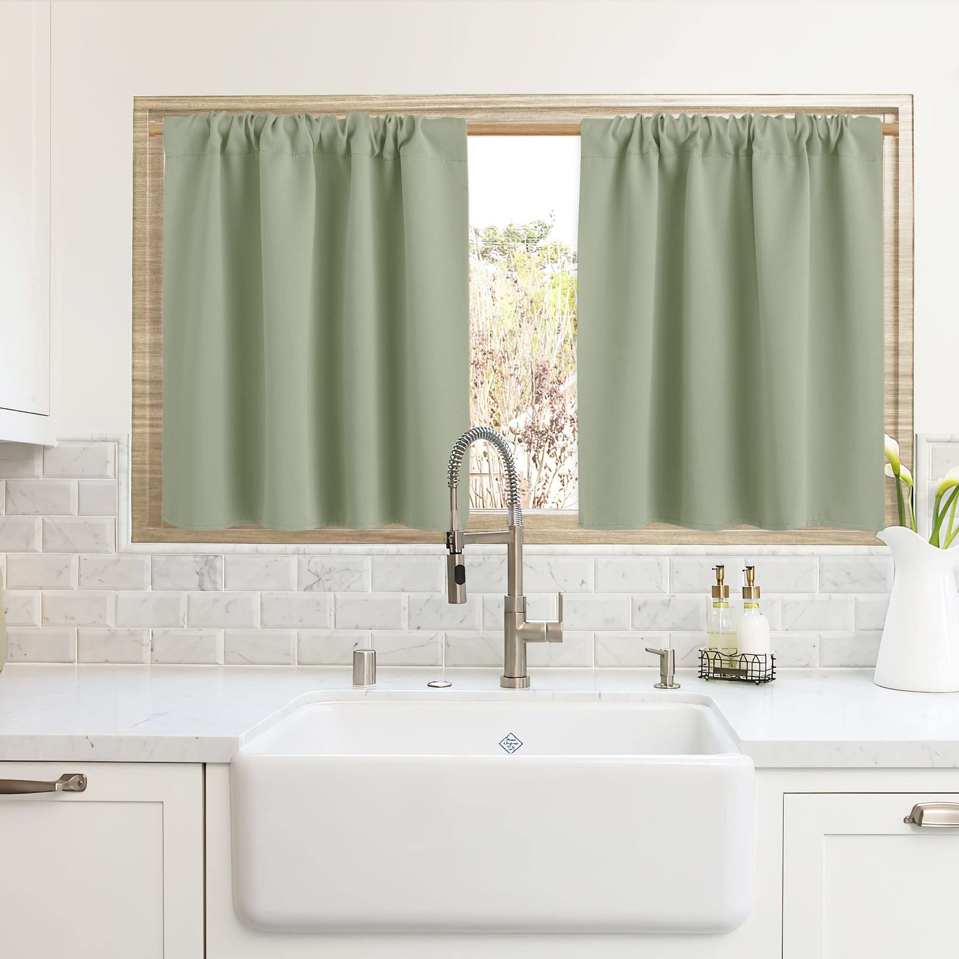 Cafe Blackout Curtains 24 inch Length for RV Camper Kitchen Window (2 Count)