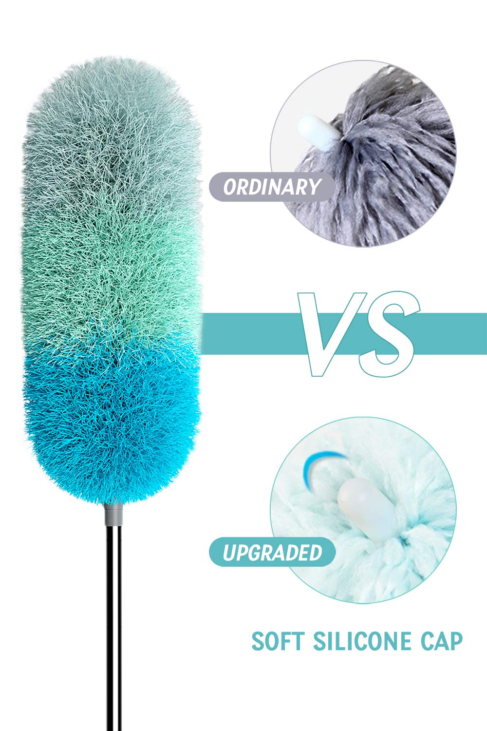 Microfiber Feather Duster with 100 inches Extension Pole
