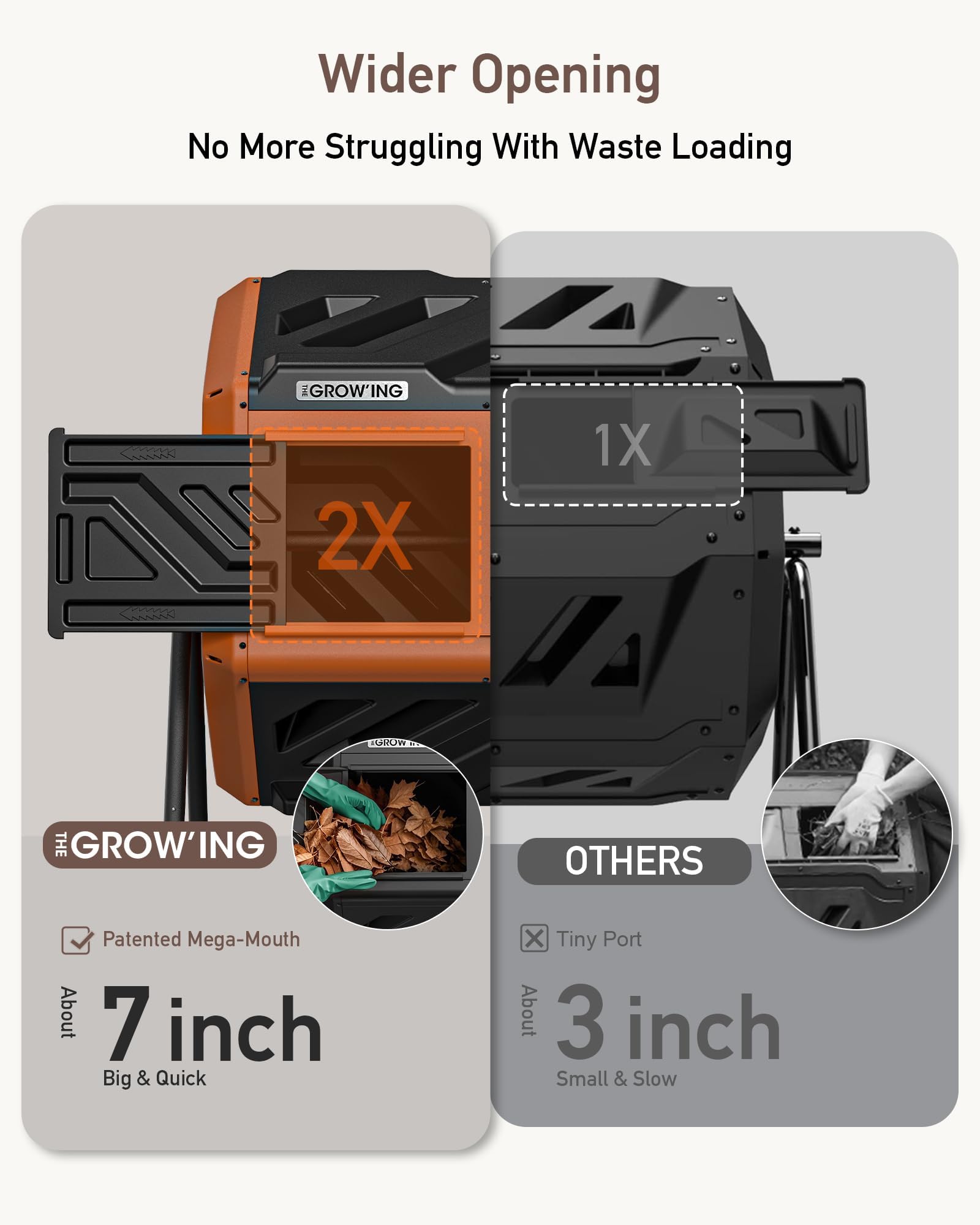 THE Growing 43 Gal Outdoor Compost Bin Tumbler with Thermometer