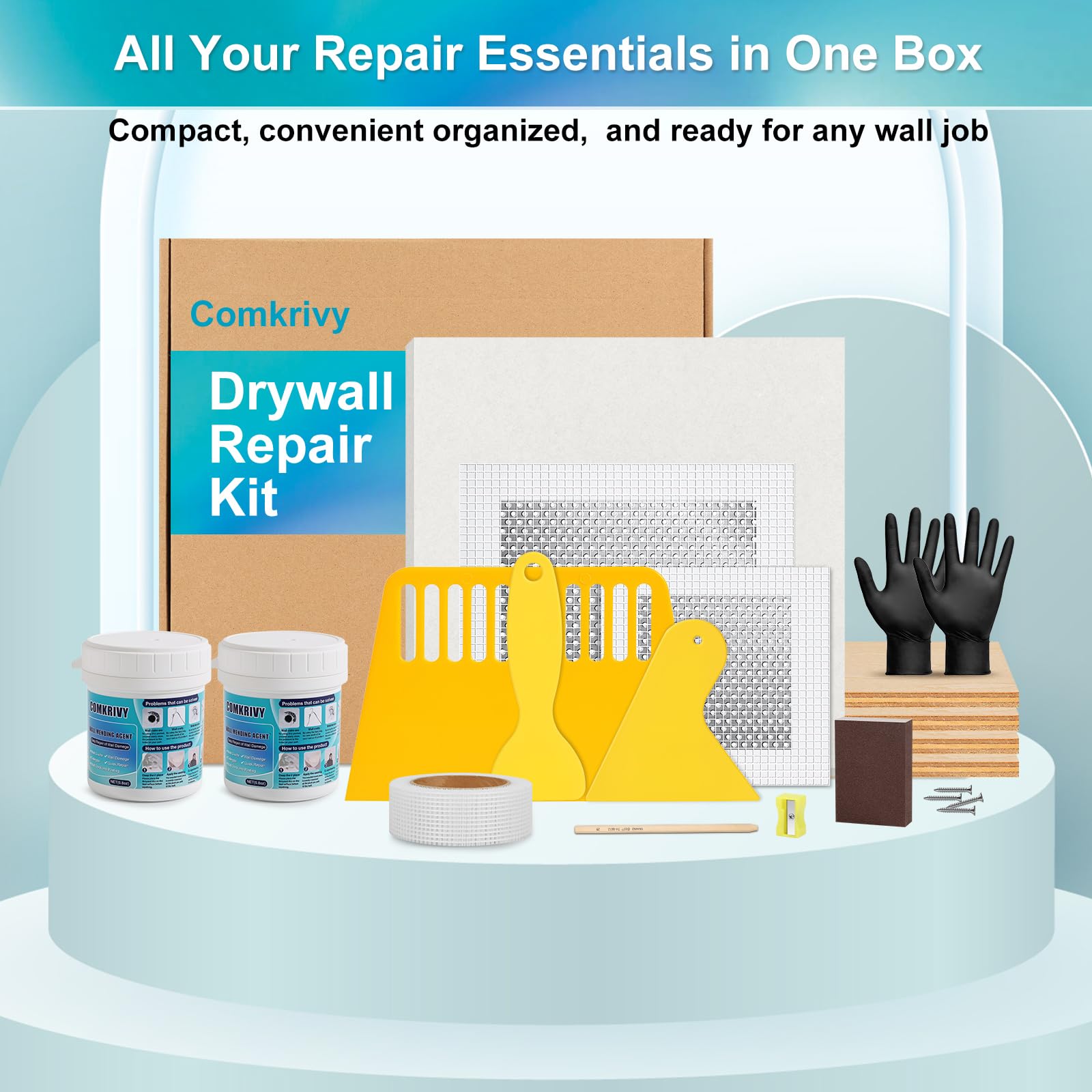 37 Pcs Drywall Repair Kit with 12"x12" Dry Wall Panel