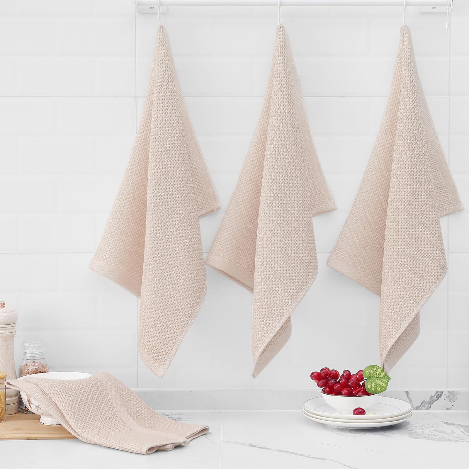 100% Cotton Oversized Waffle Weave Kitchen Towels 6 (6 Count)