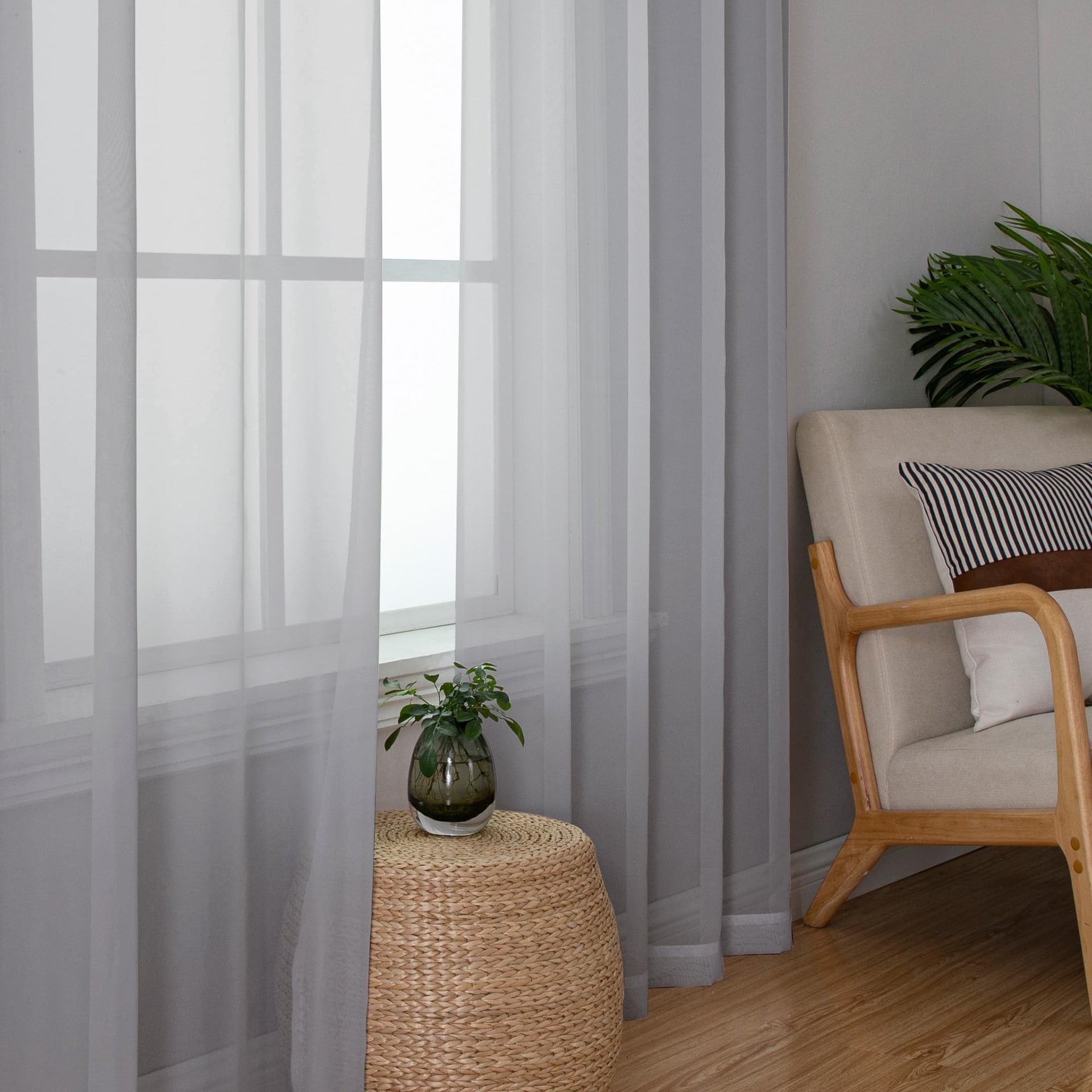 Light Grey Sheer Curtains 84 Inches Long (2 Count)