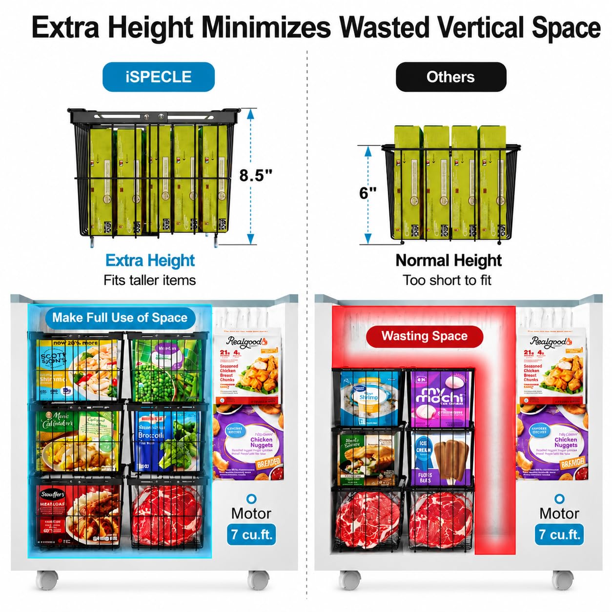 Deep Freezer Organizer Bins (6 Count)
