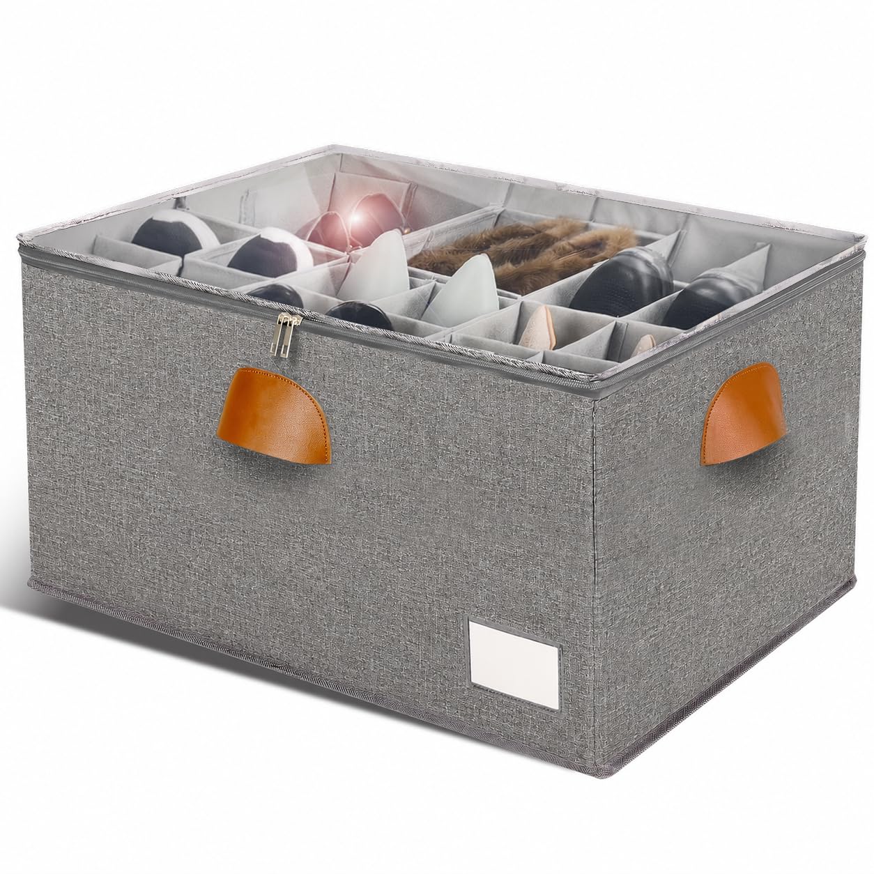 1 Pack Shoe Organizer for Closet Foldable Storage Box with Clear Cove