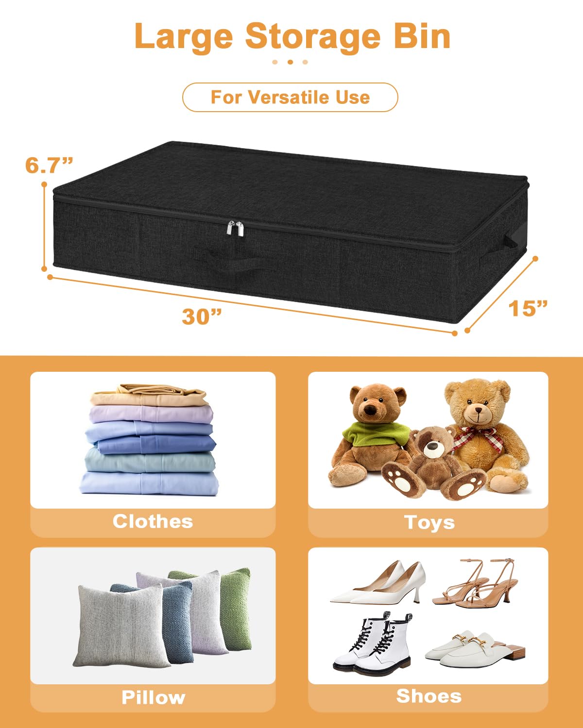 50L Under Bed Storage Container with Zipper Lid (3 Count)