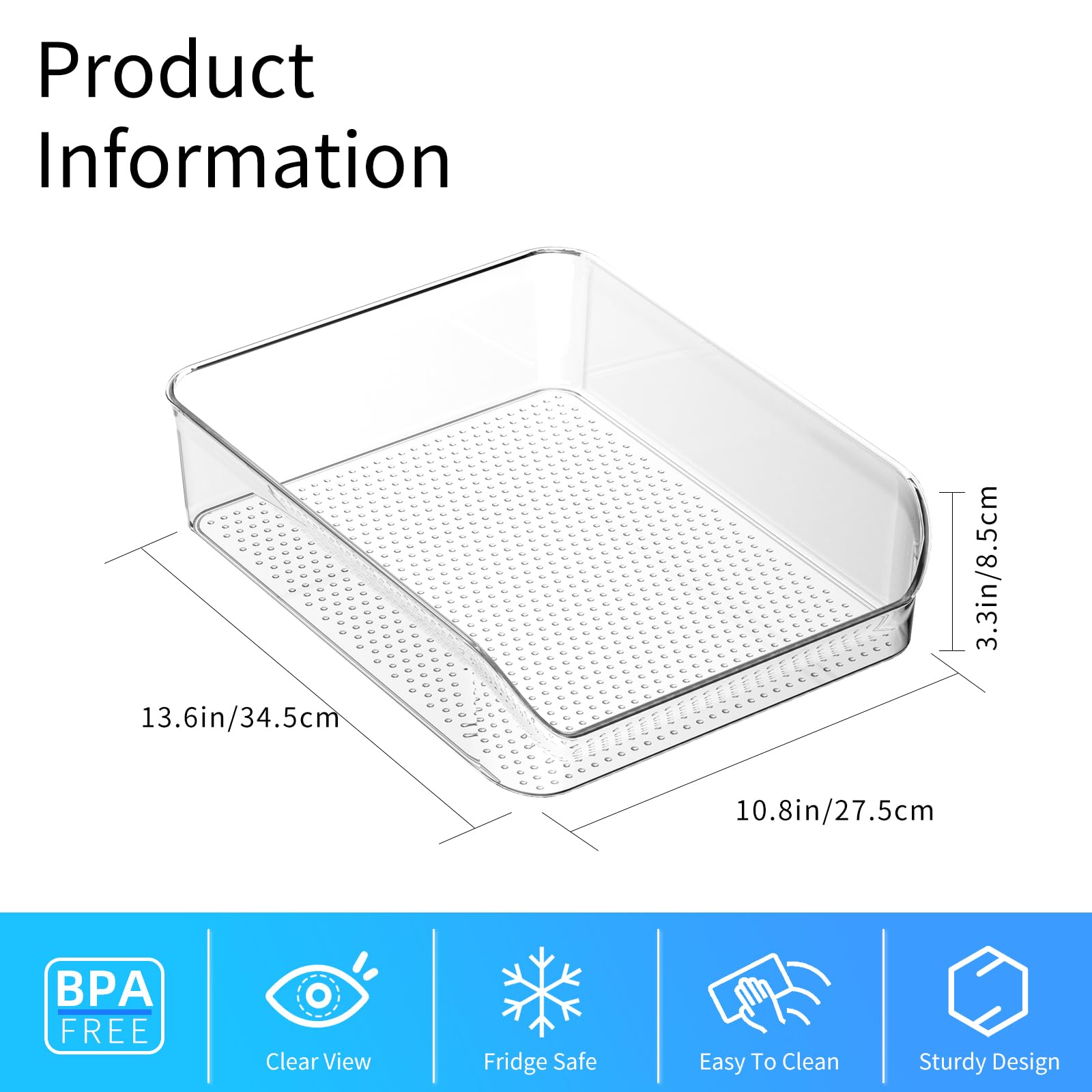 2 Pack Water Bottle Organizer Refrigerator Organizer Bins and Clear Storage Bins for Fridge