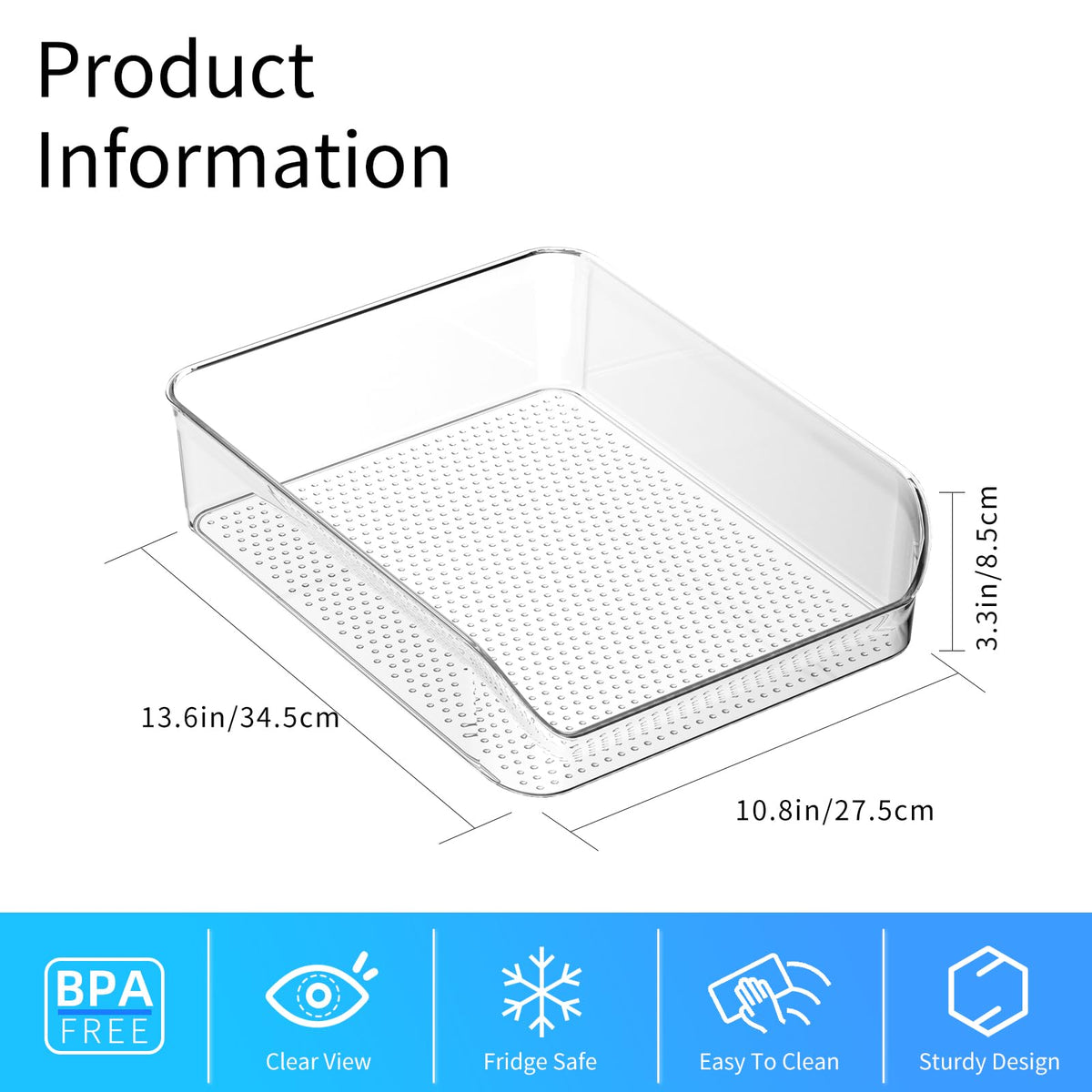 2 Pack Water Bottle Organizer Refrigerator Organizer Bins and Clear Storage Bins for Fridge