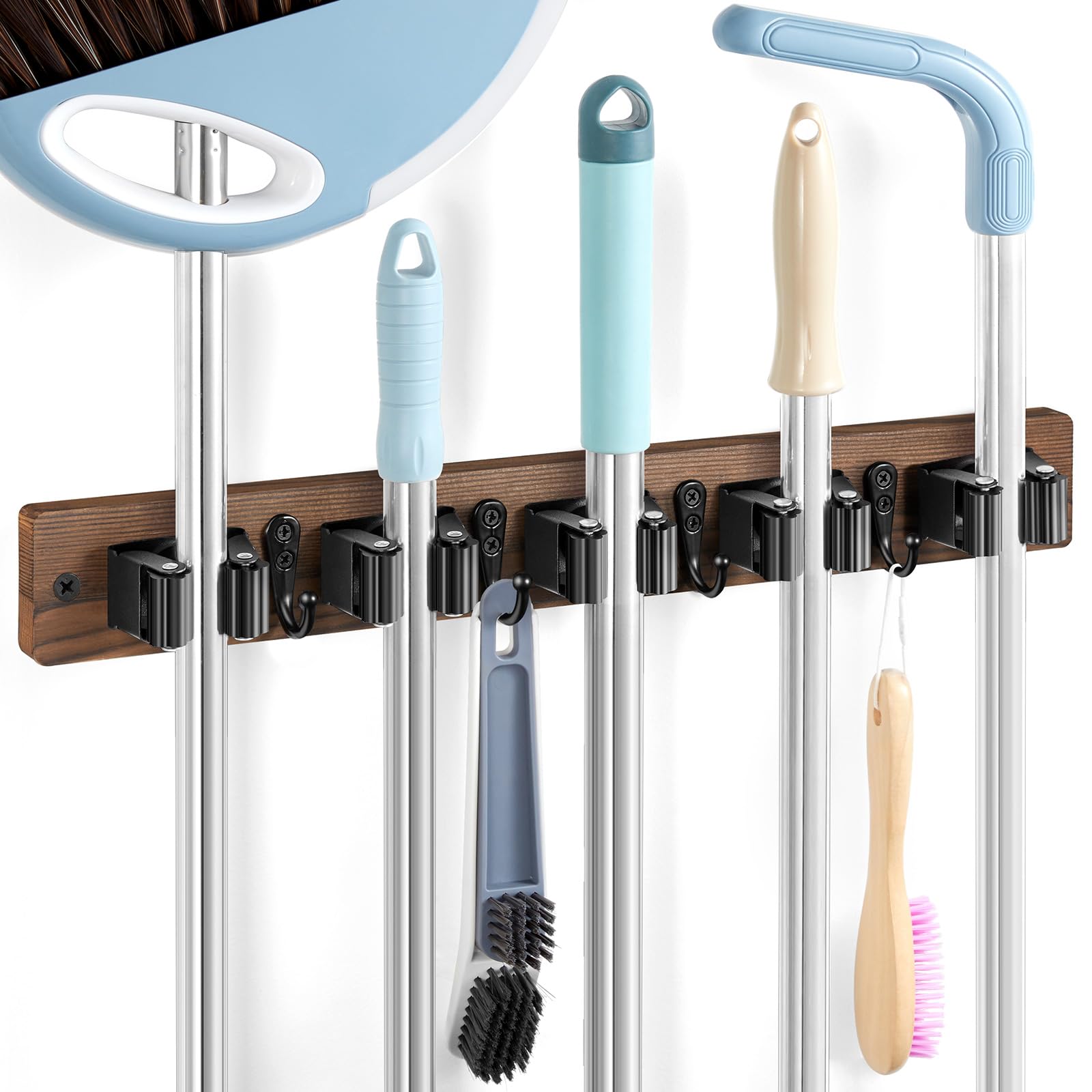 Brown Broom Holder Wall Mount