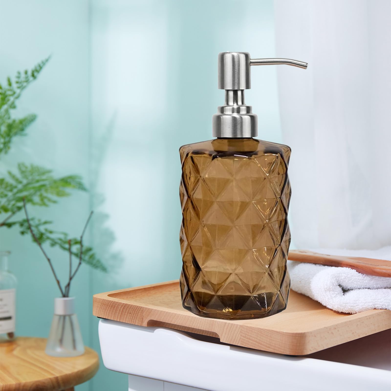 12Oz Brown Glass Soap Dispenser