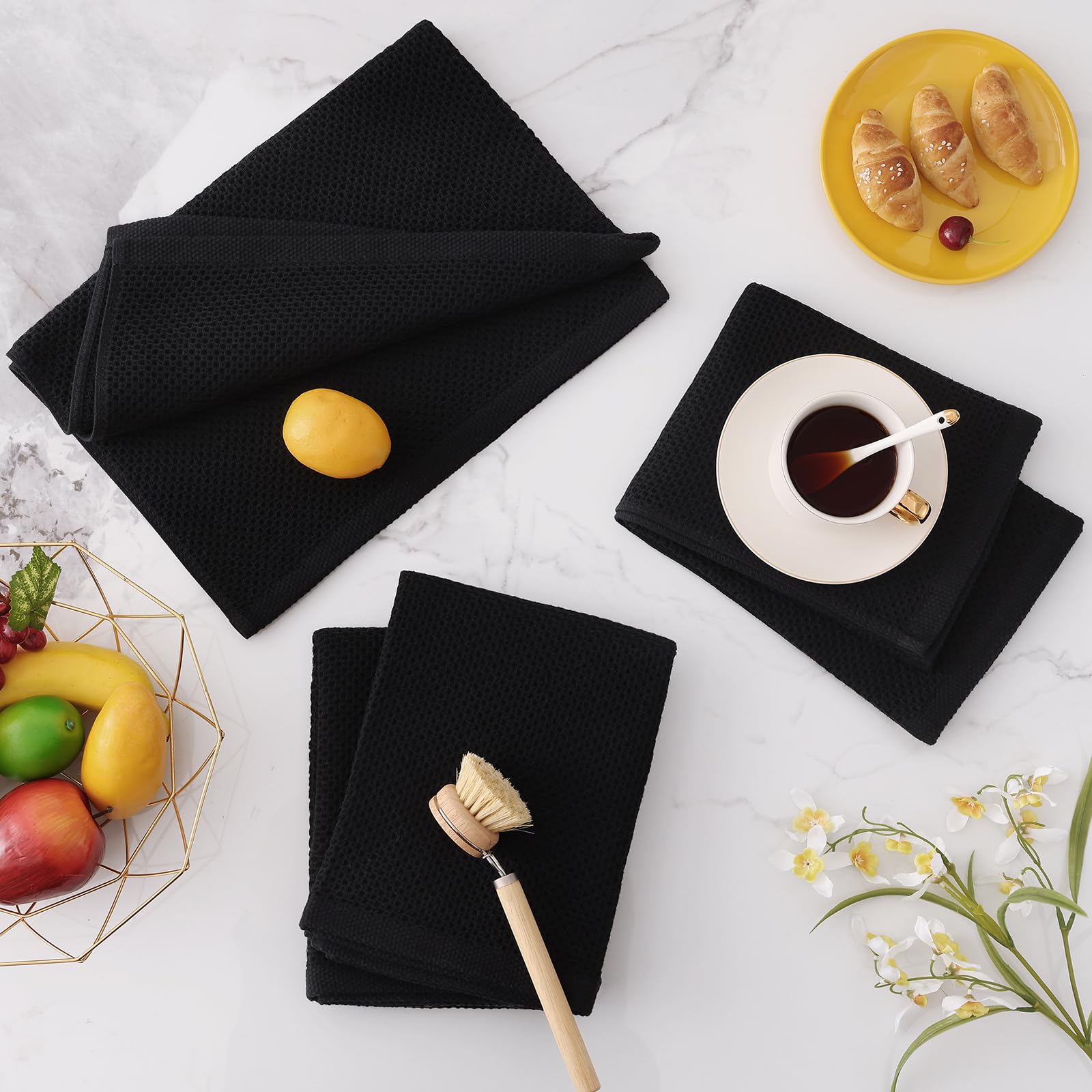 100% Cotton Oversized Waffle Weave Kitchen Towels 4 (4 Count)