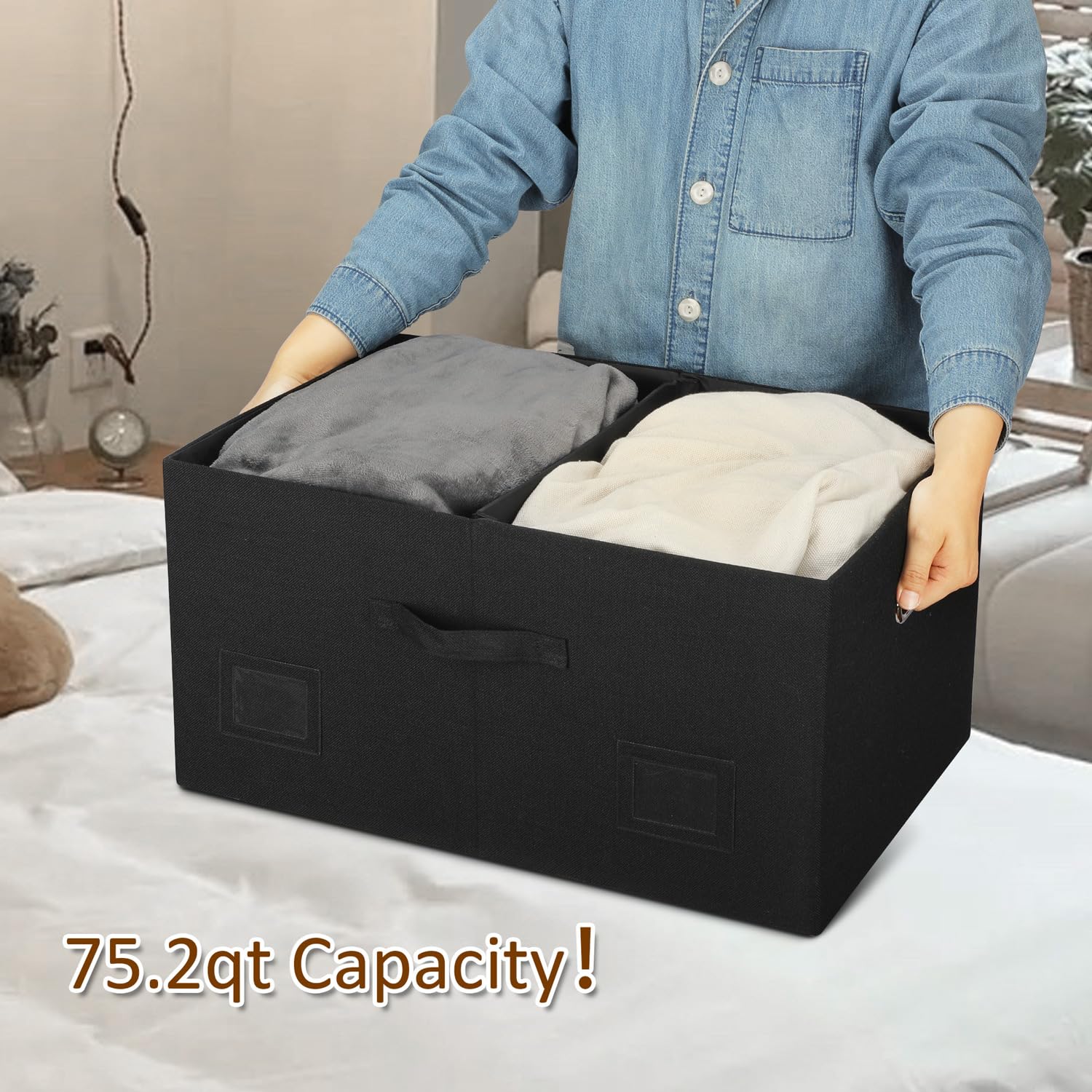 75 Quarts Extra Large Decorative Storage Bins with Lids (3 Count)
