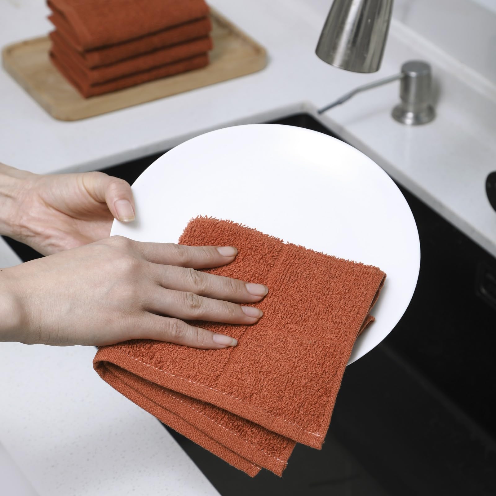 Kitchen Dish Cloths Highly Absorbent Dish Rags 100% Cotton Wash Cloths for Washing Dishes (24 Count) - ModHome Supplies
