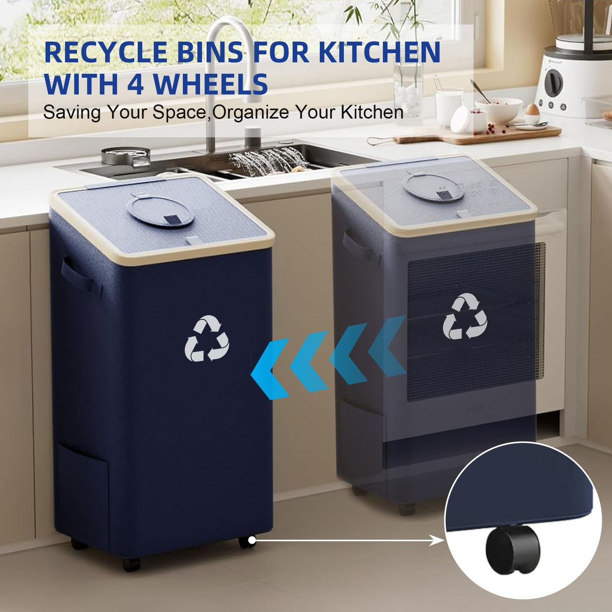 26 Gallon Kitchen Recycling Bin with Lid