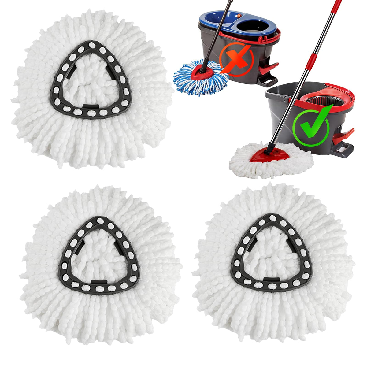 3 Pack Spin Mop Replacement Heads (3 Count)
