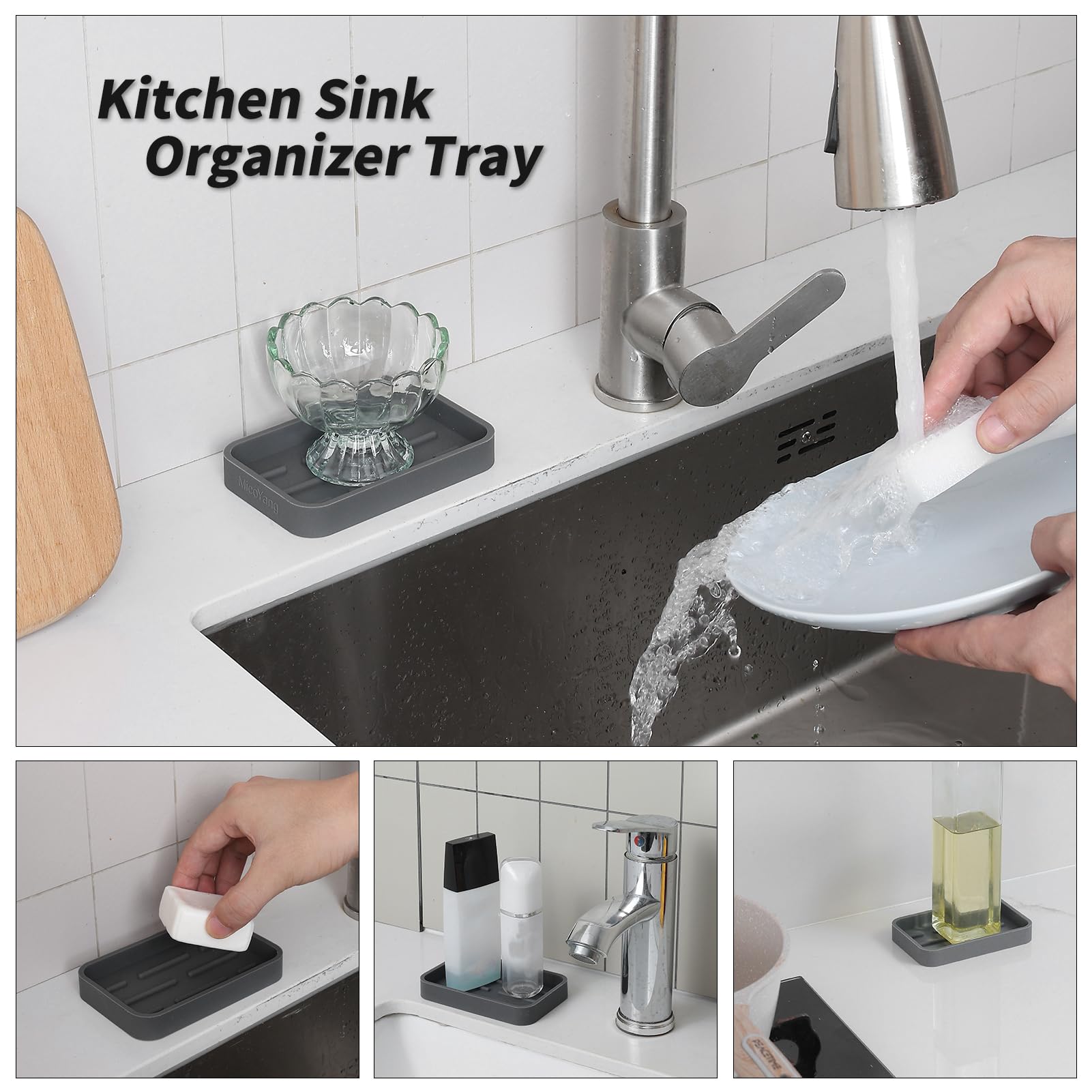 Silicone Kitchen Sink Organizer Tray for Multiple Usage