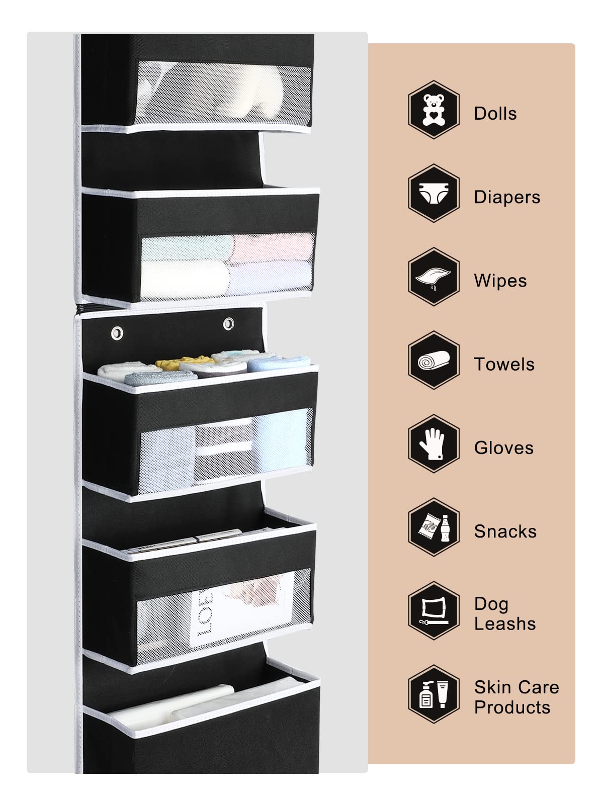 2-in-1 Over The Door Organizer for Nursery Closet Bathroom Dorm