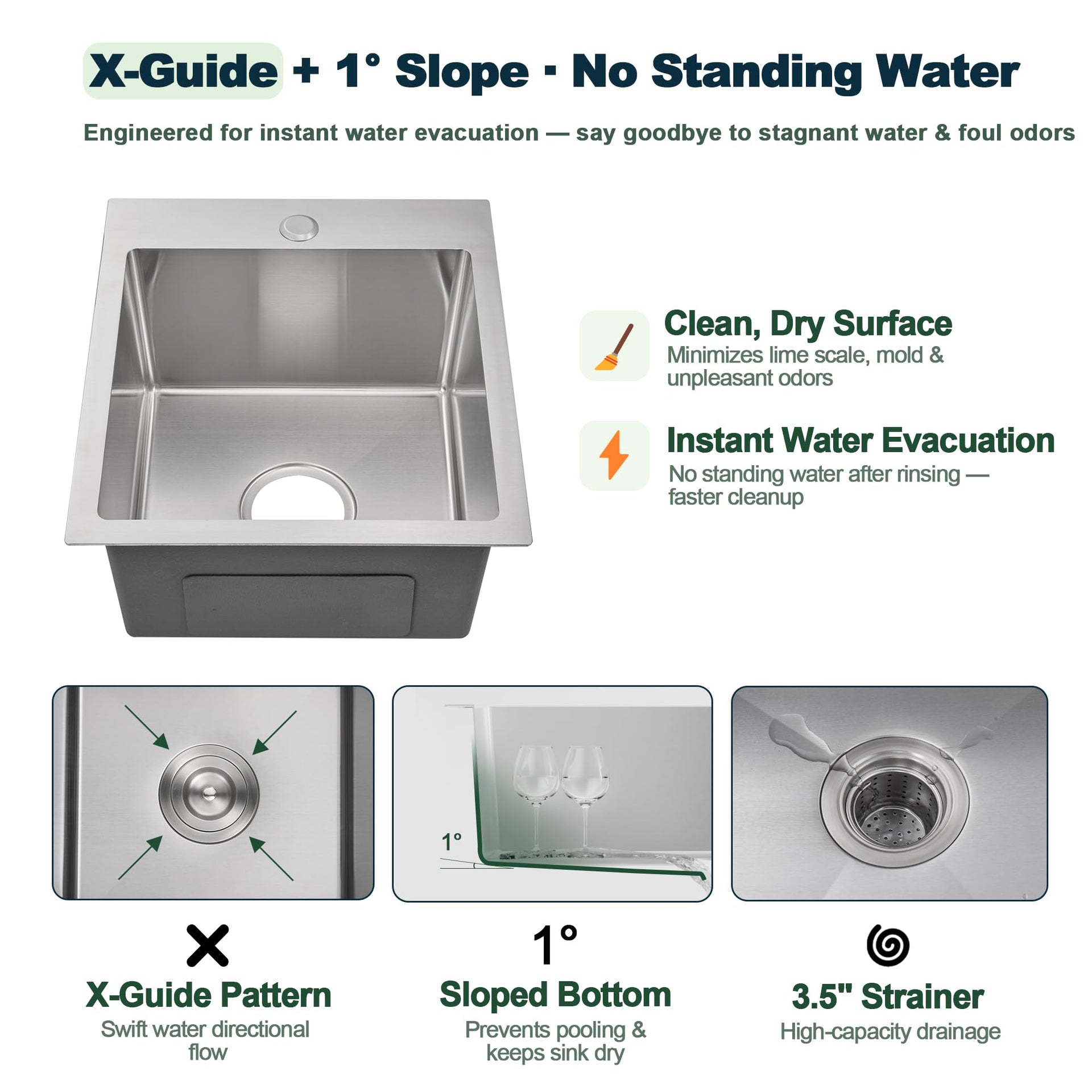 15 inch Bar Sink Drop in