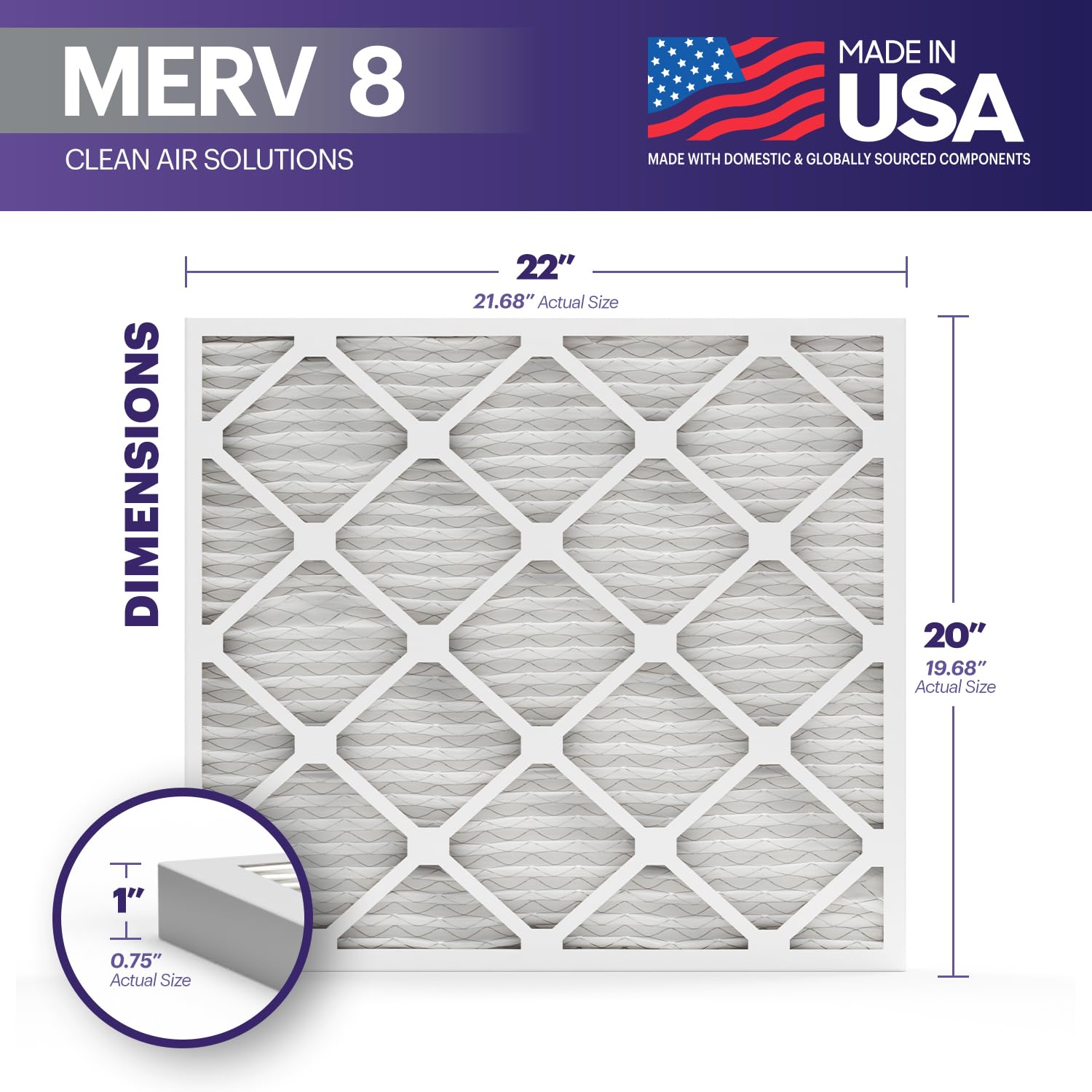 TruFilter 20x22x1 Air Filter MERV 8 (6 Count)