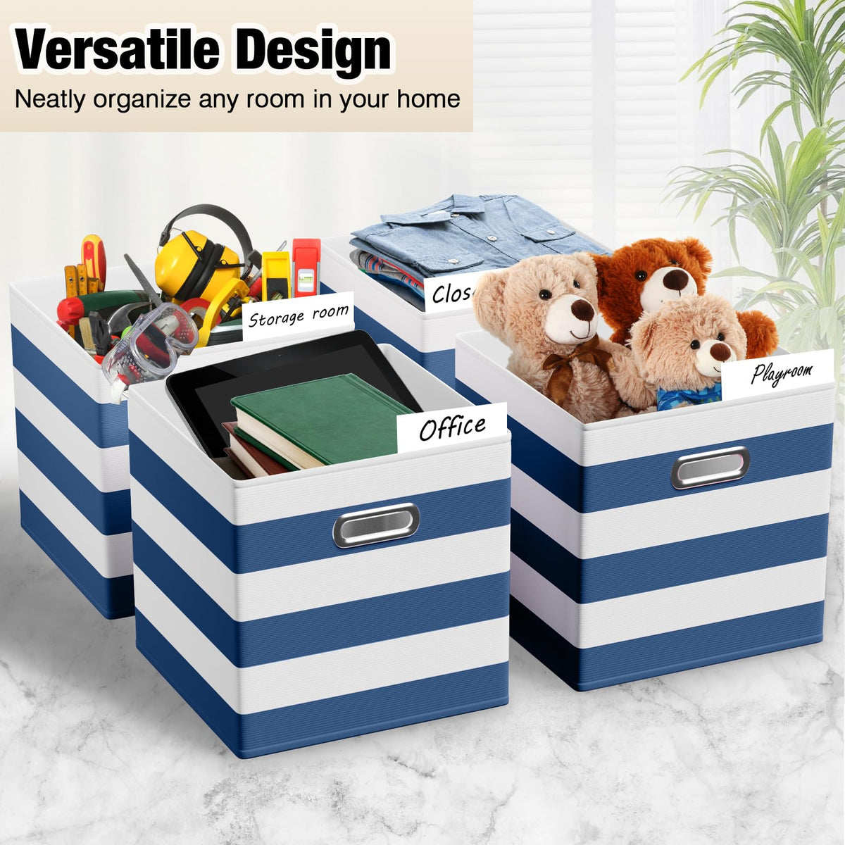 11 Inch 6 Pack Fabric Storage Cubes with Metal Handles (6 Count)