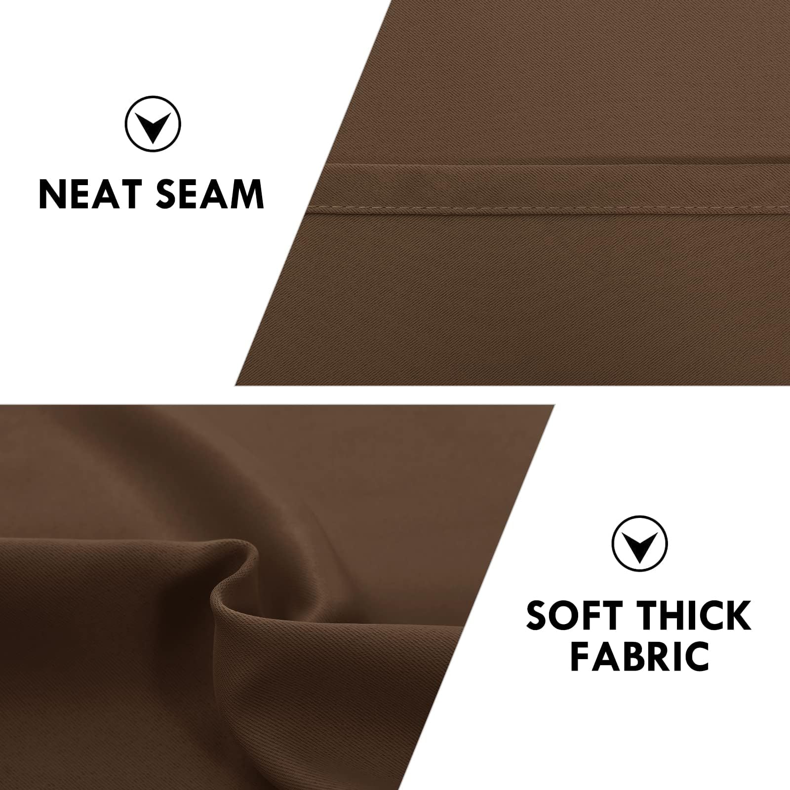 Wide Blackout Curtains for Bedroom Living Room 70 x 84 Inch Long Brown (2 Count)