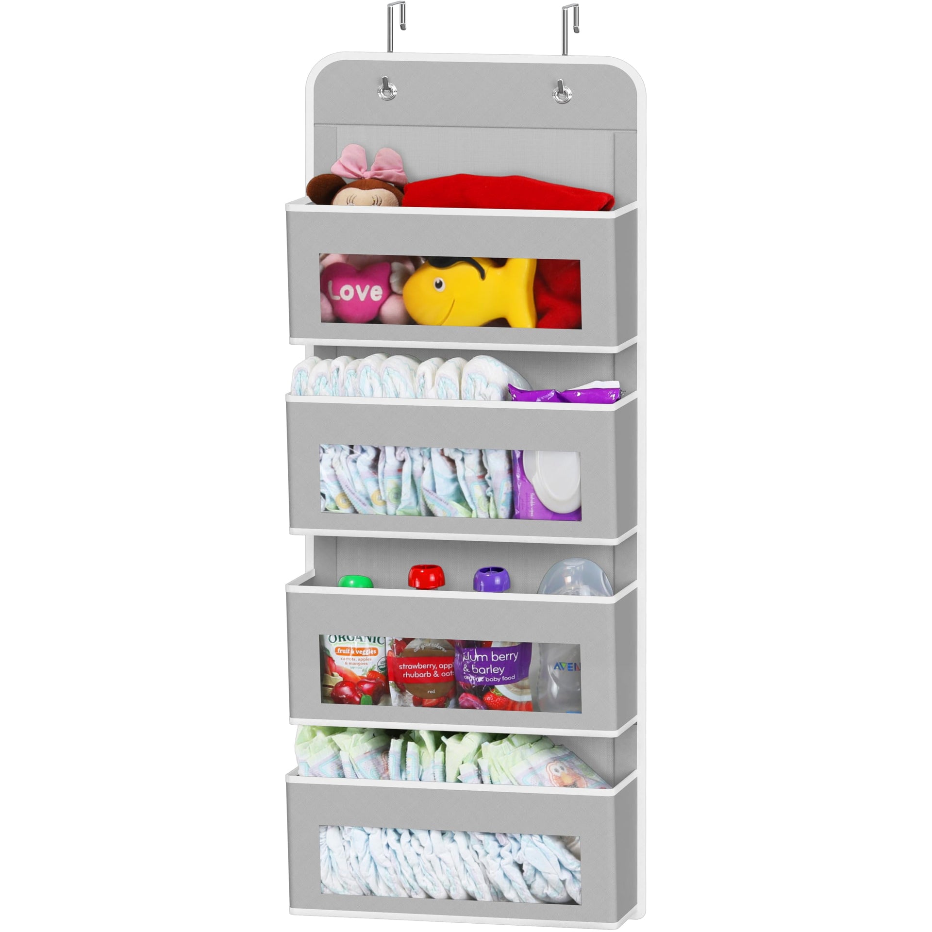 4 Clear Window Pocket Over Door Hanging Organizer