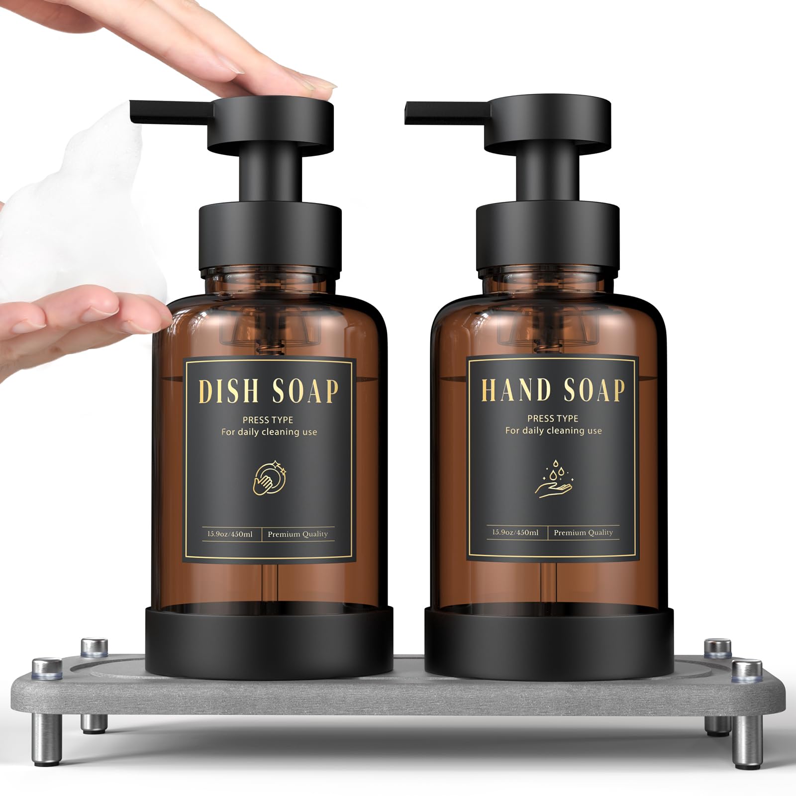 15oz Glass Foaming Soap Dispenser Set (2 Count)