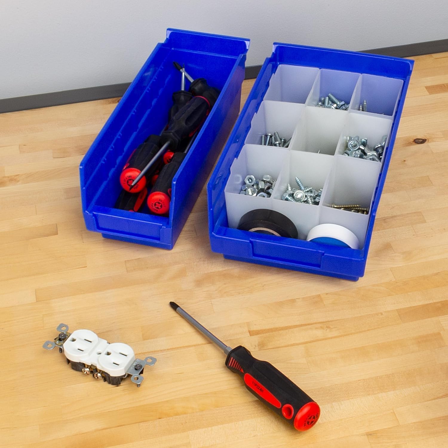 30130 Heavy Duty Plastic Shelf Bins (12 Count)
