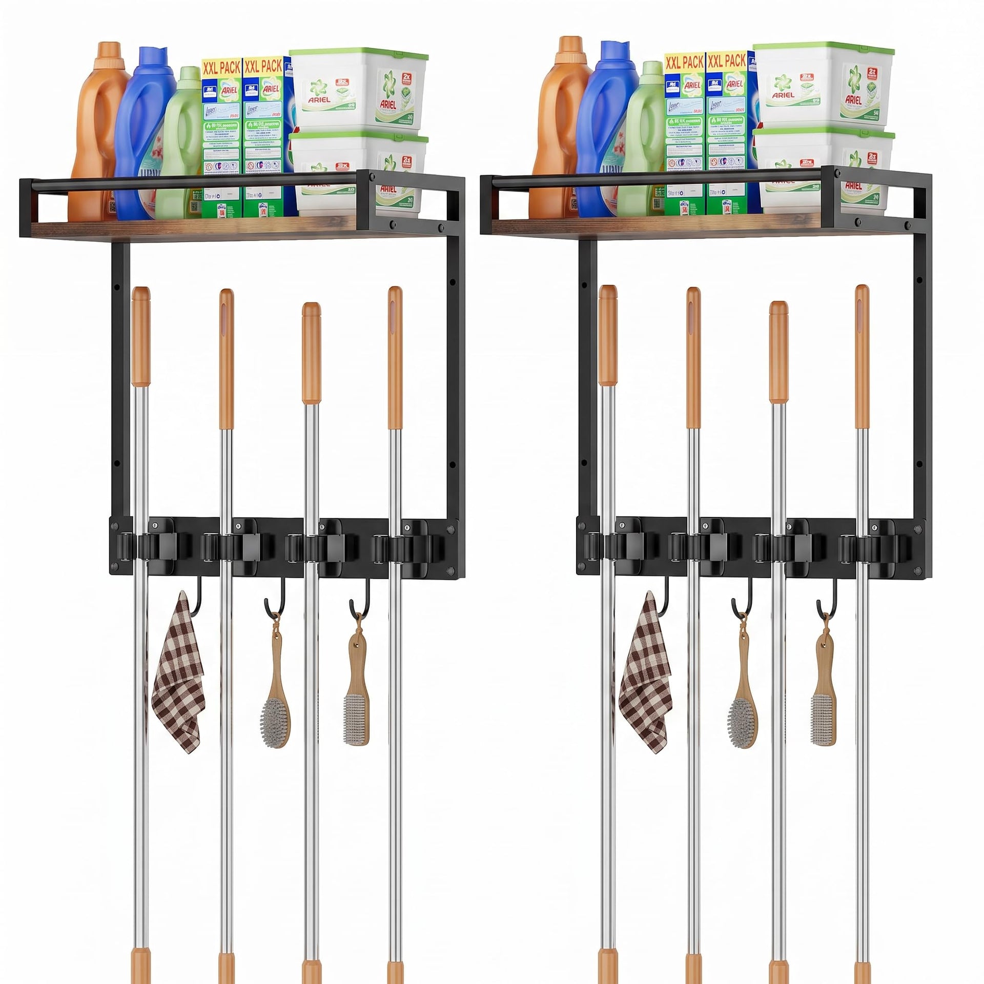 Broom Holder Wall Mount with Shelf