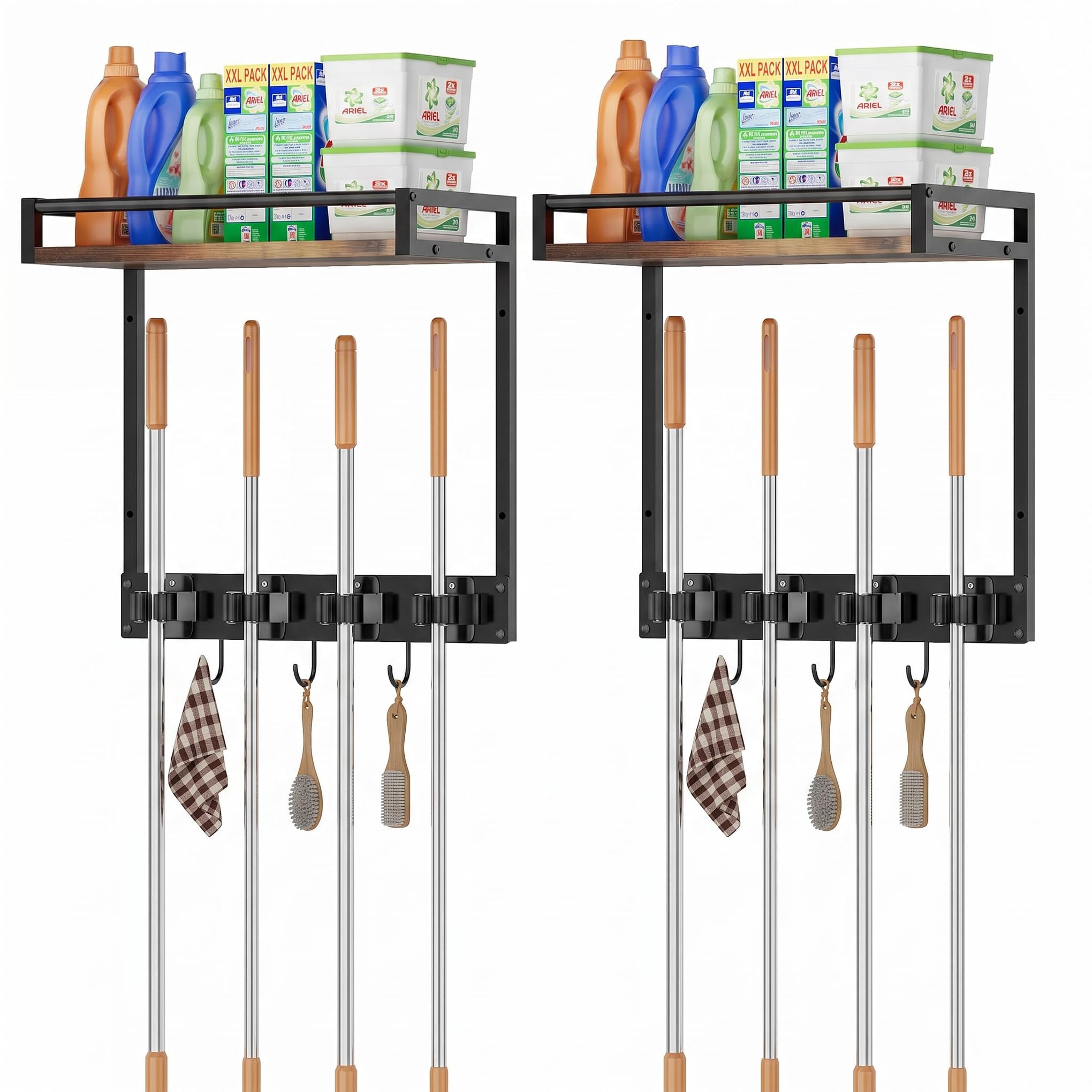 Broom Holder Wall Mount with Shelf