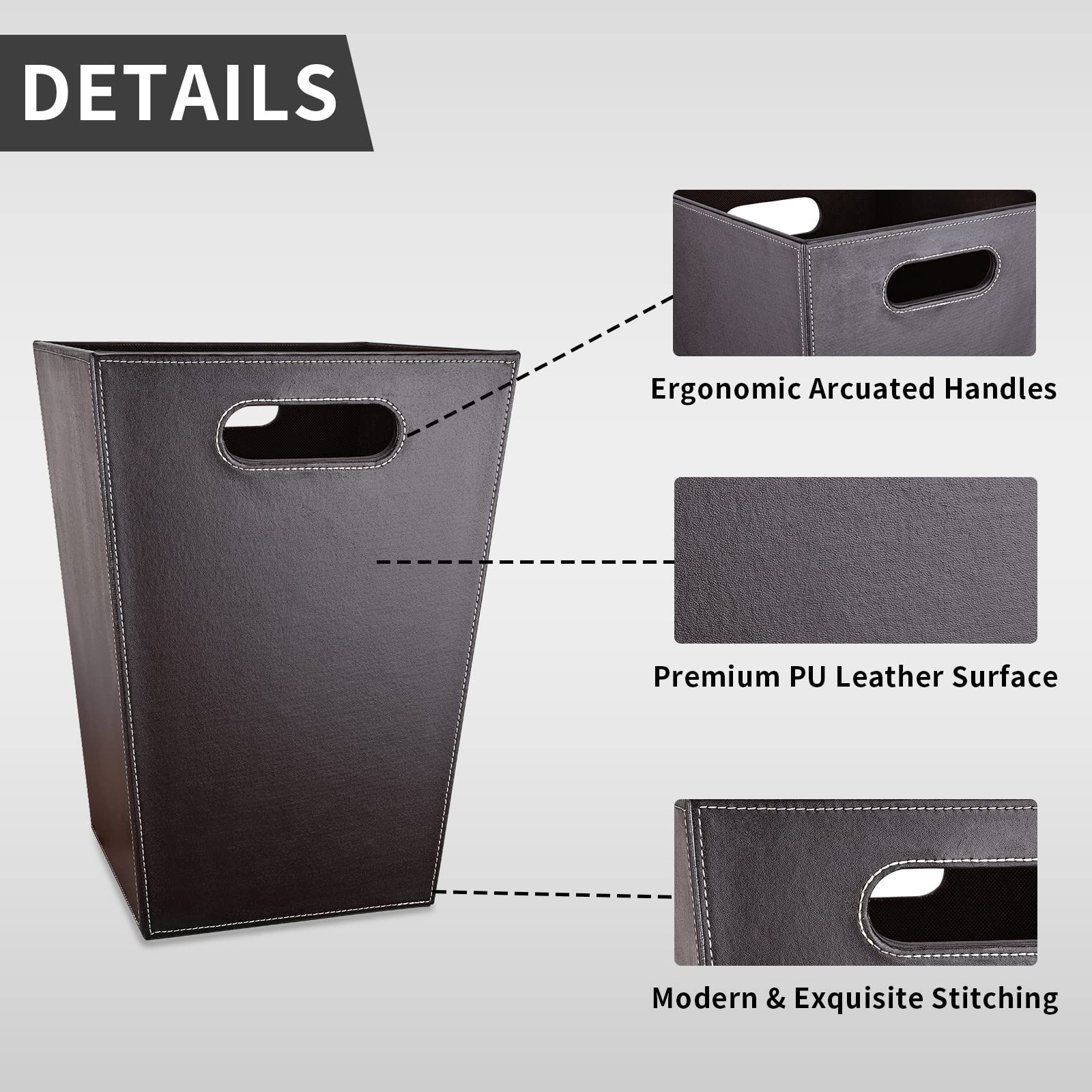 Leather Trash Can Bathroom Wastebasket