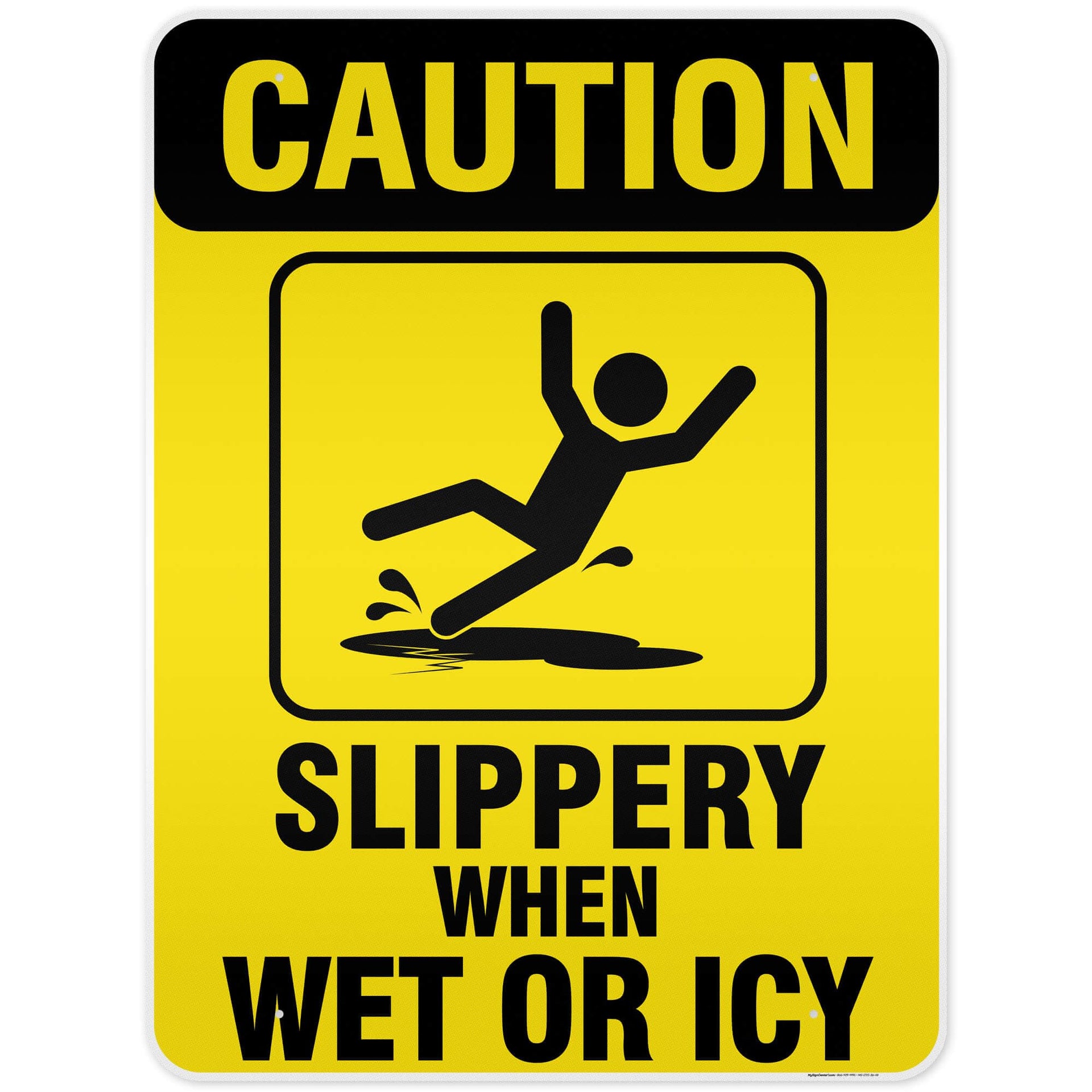 Caution Slippery When Wet Sign or ICY Sign