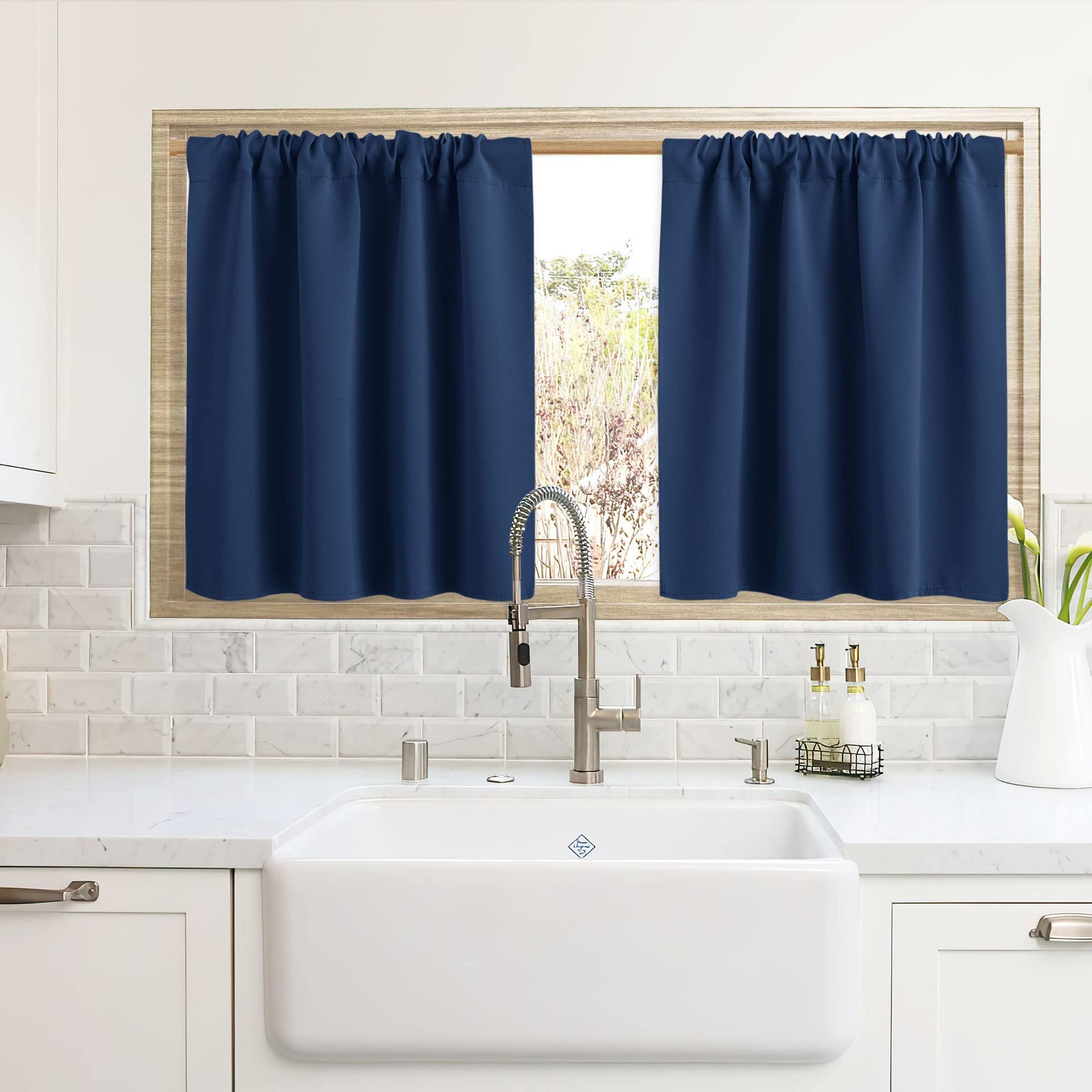 Cafe Blackout Curtains 24 inch Length for RV Camper Kitchen Window (2 Count)