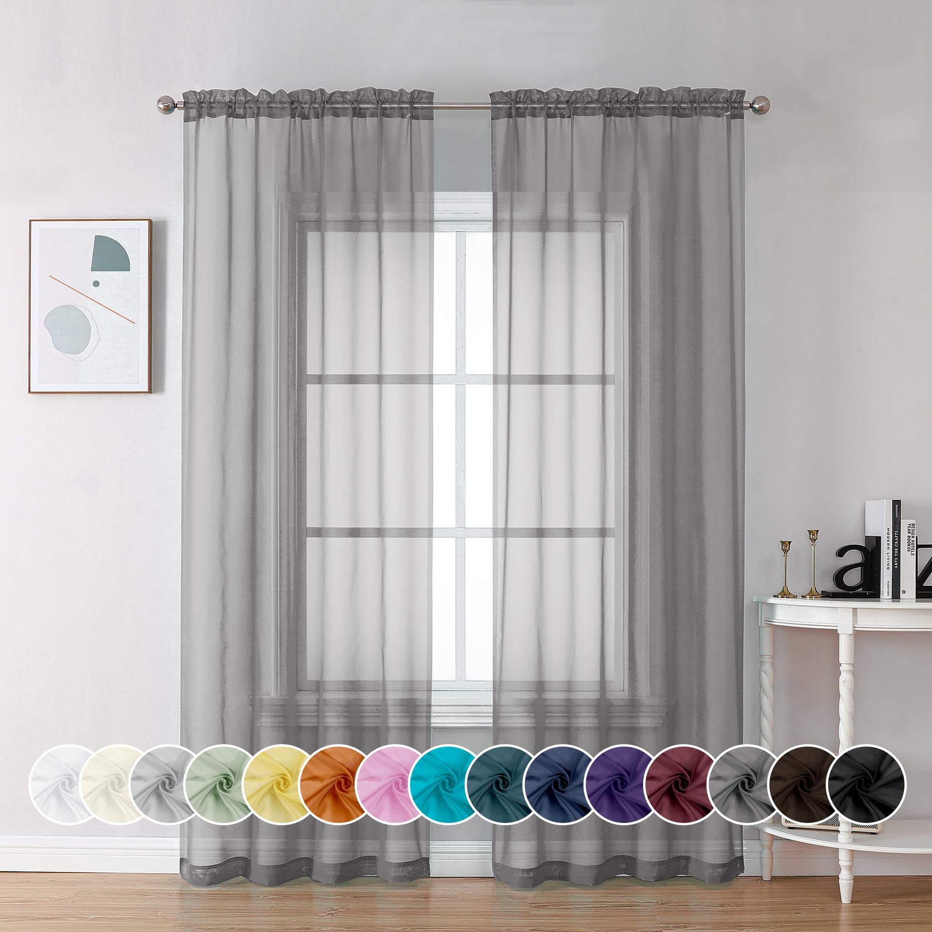 Sheer Curtains 84 inches Long 2 Panels