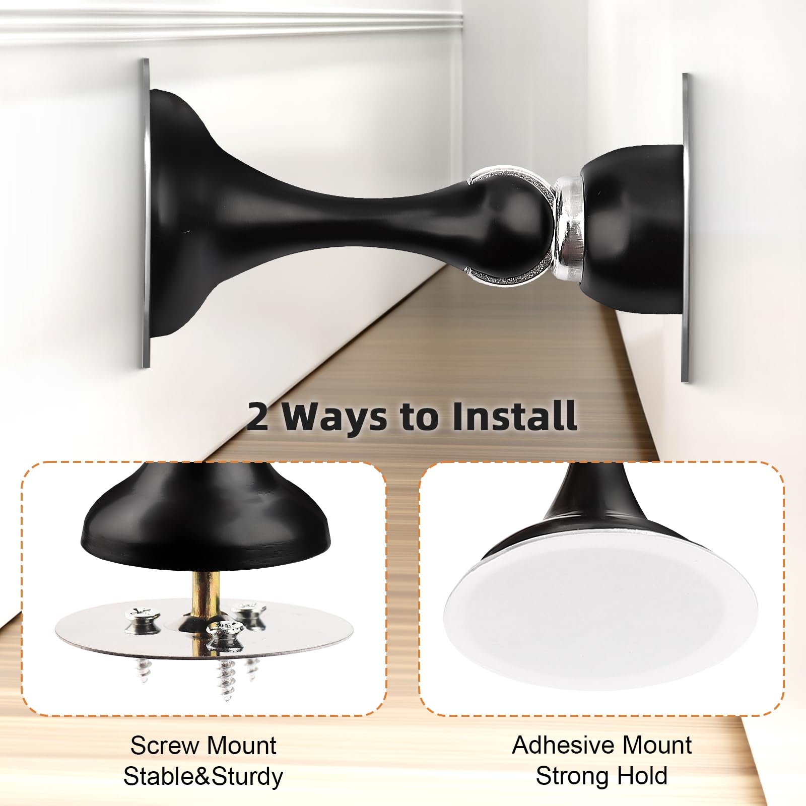 Black Magnetic Door Stoppers for Bottom of Door