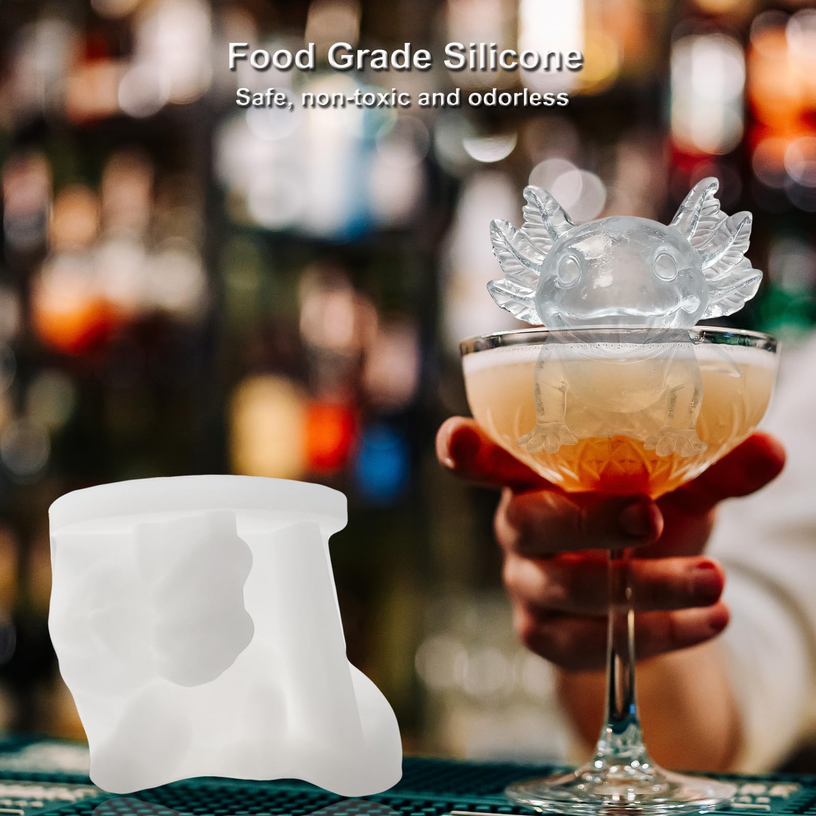 3D Axolotl Ice Cube Silicone Molds Tray for Whiskey (2 Count)