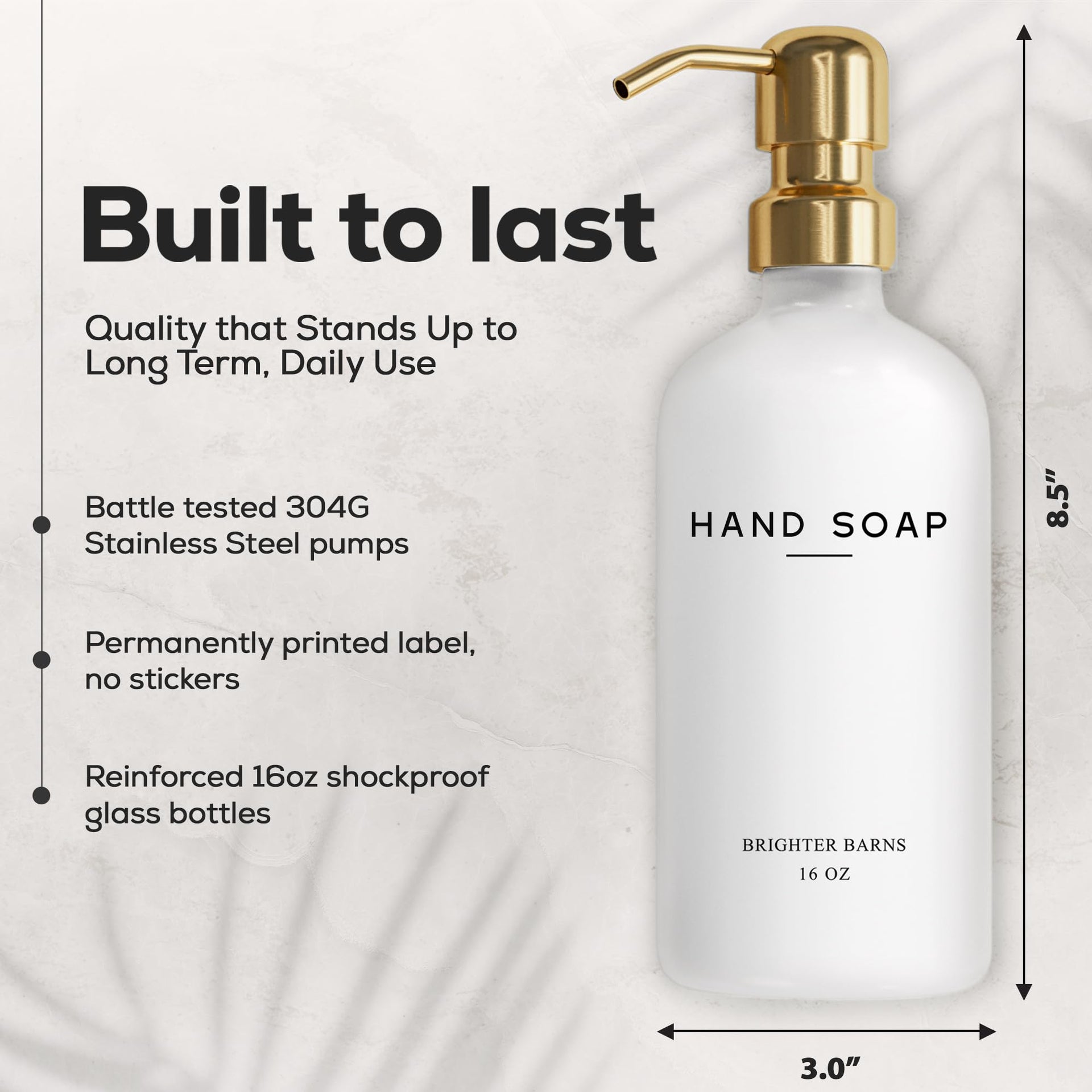 Luxury Glass Soap and Lotion Dispenser Set by Brighter Barns (3 Count)
