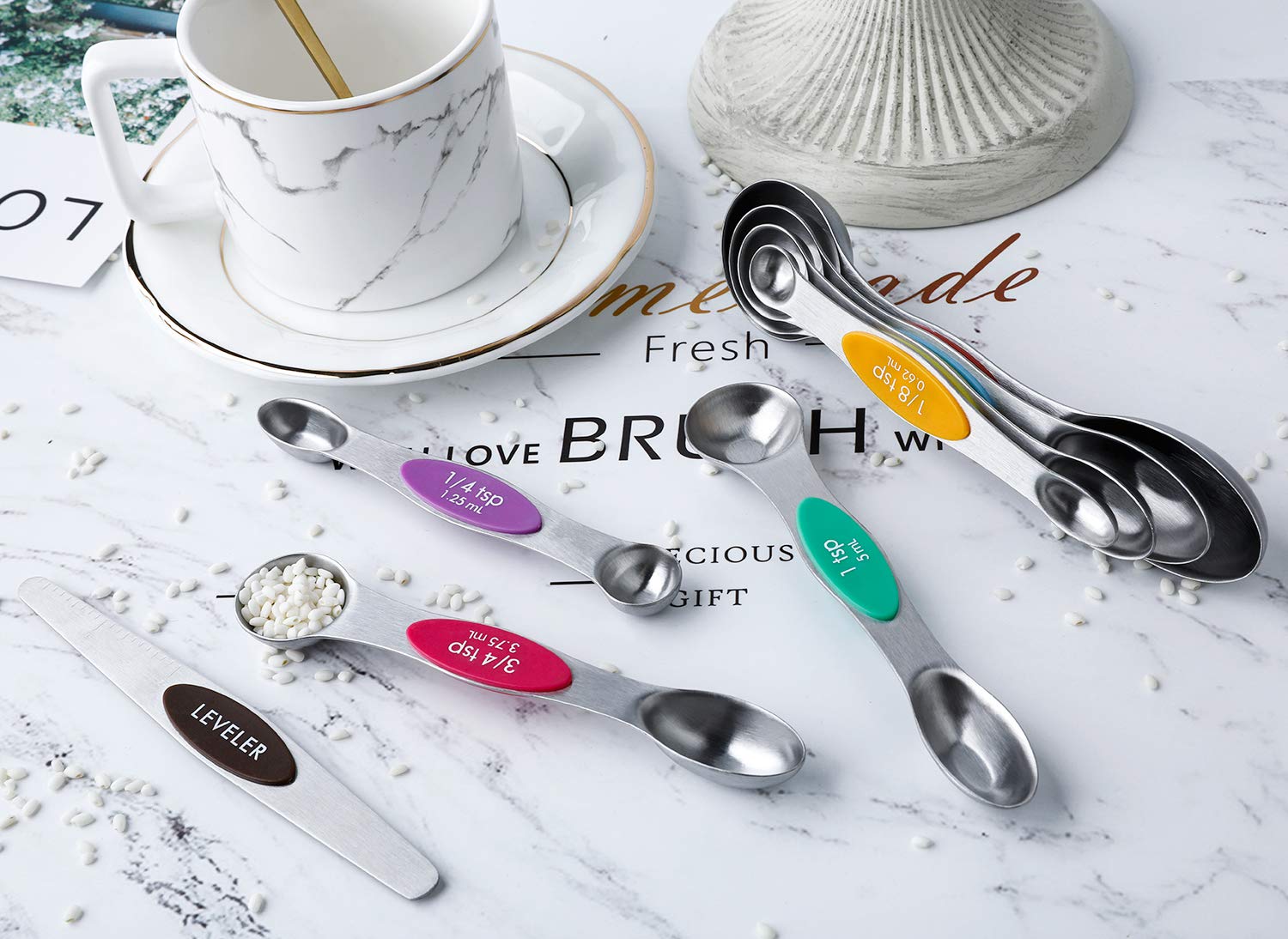 Magnetic Measuring Spoons Set Stainless Steel Dual Sided Measuring Spoons