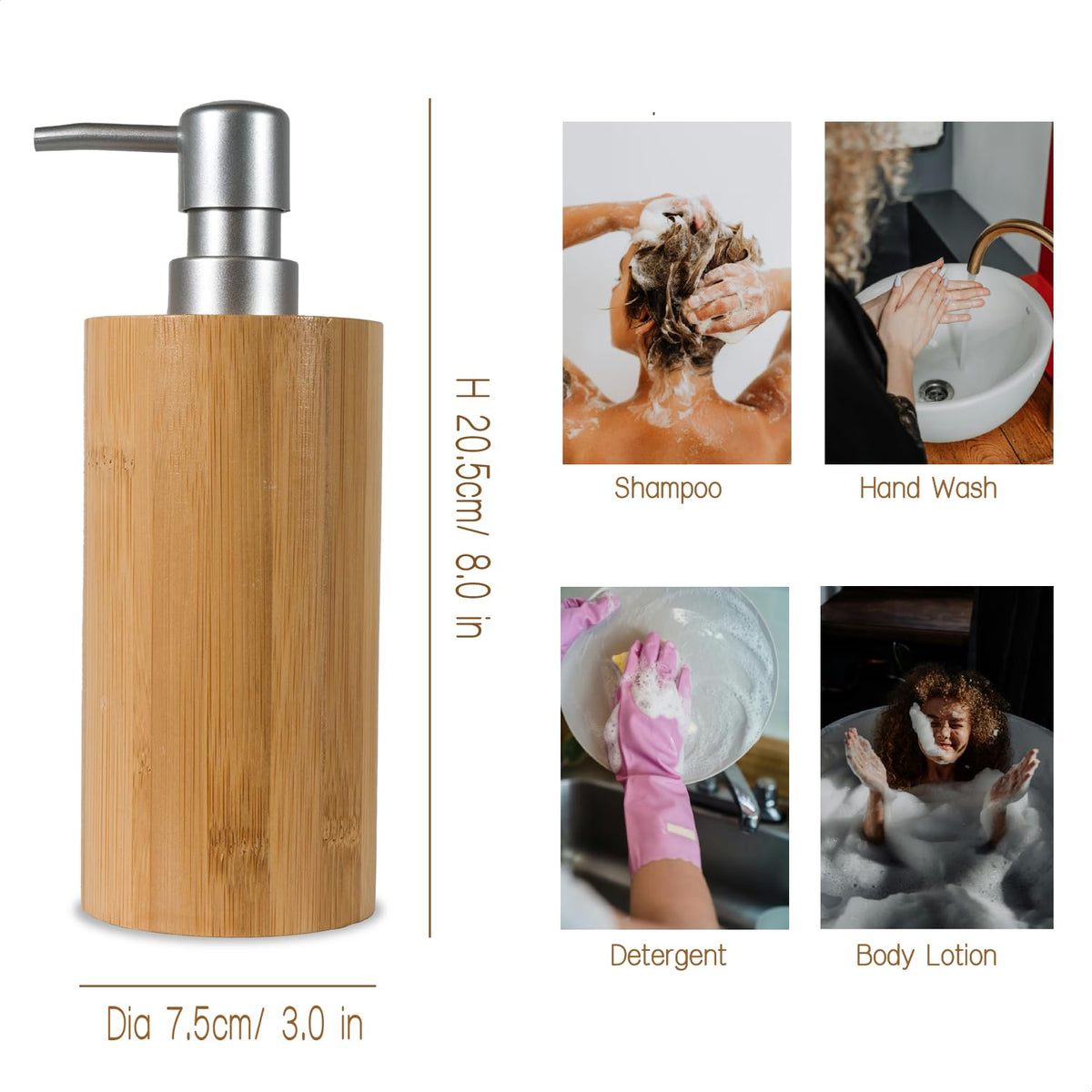 Natural Bamboo Cylindrical Soap Dispenser