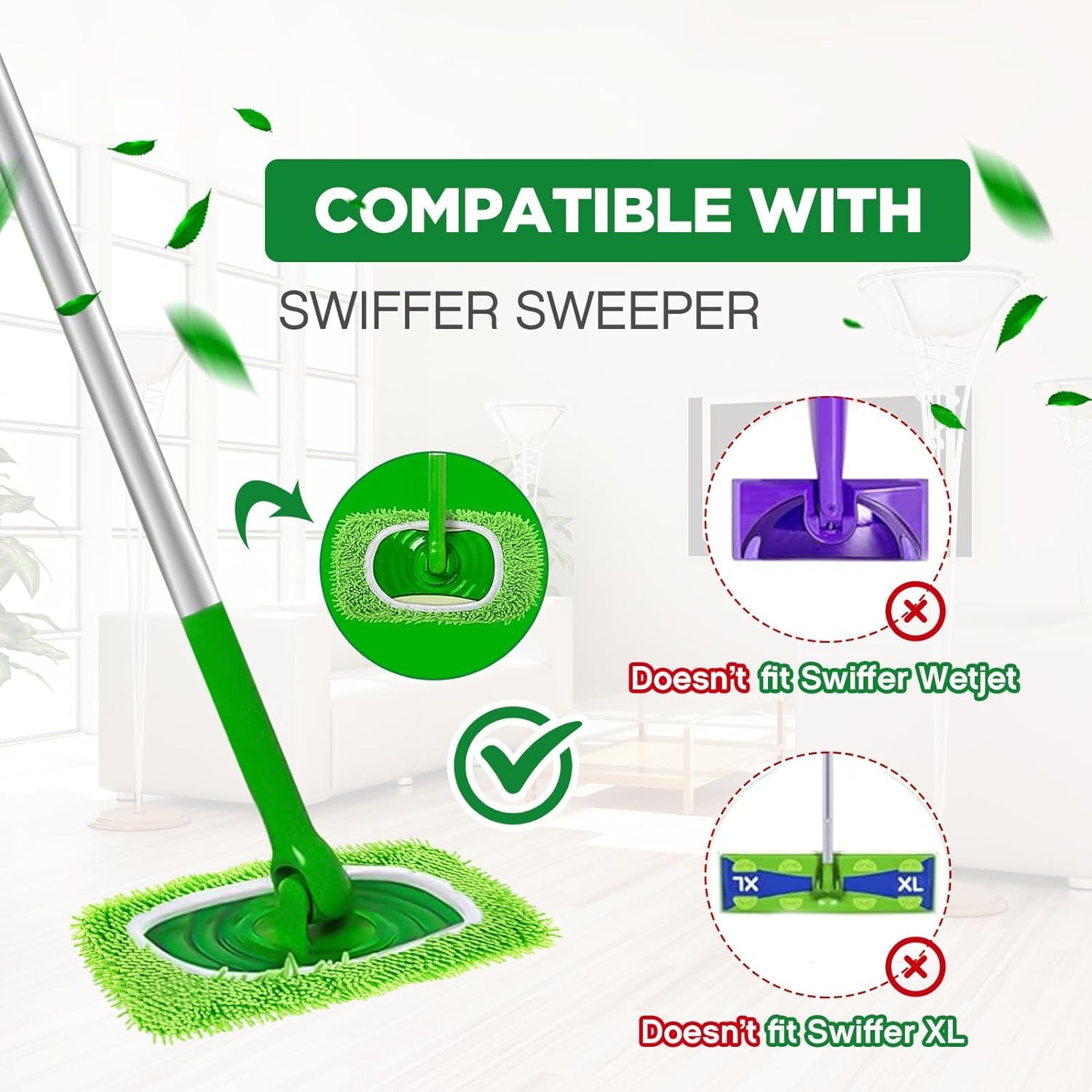 10pcs Reusable Microfiber Mop Pads for Swiffer Sweeper