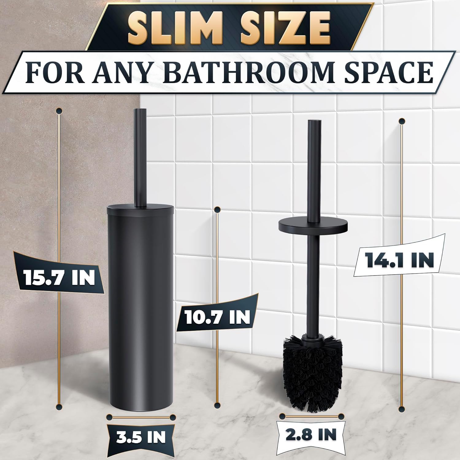 2Pcs Stainless Steel Toilet Brush and Holder Set (2 Count)