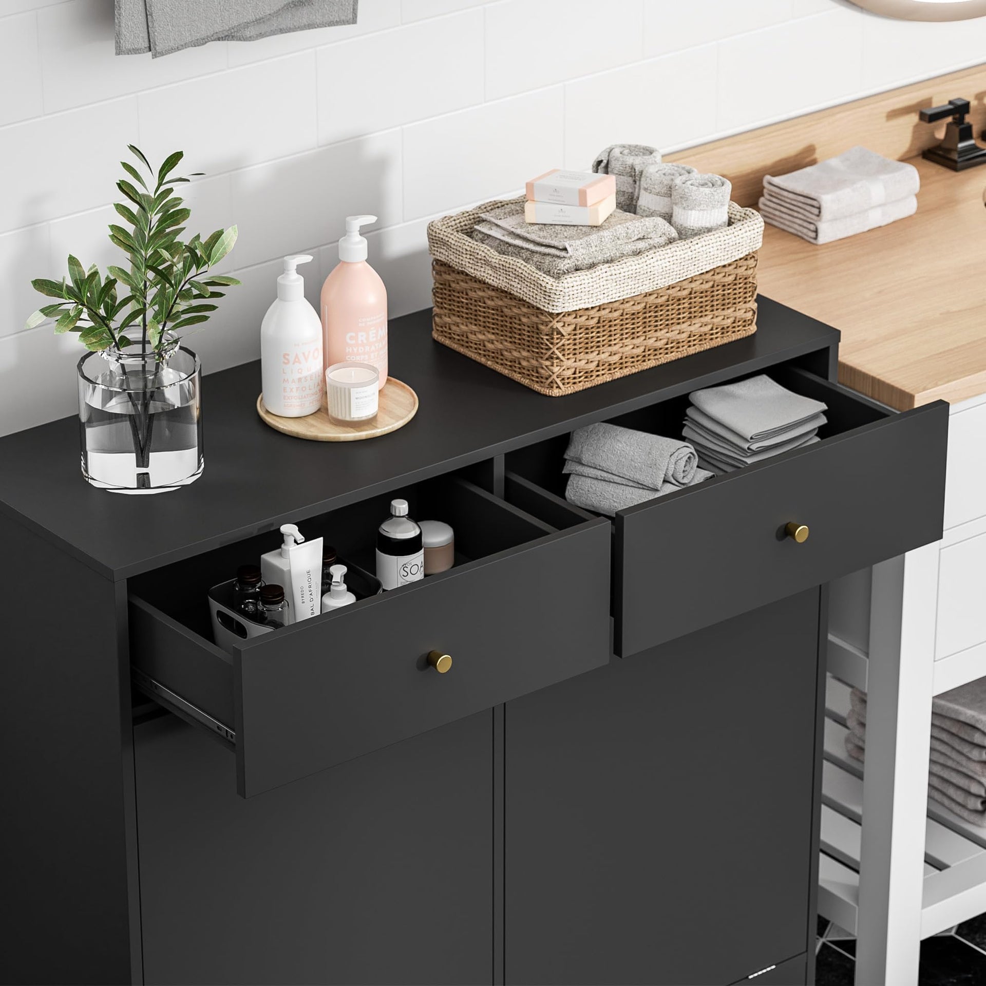 Double Tilt Out Trash Can Cabinet