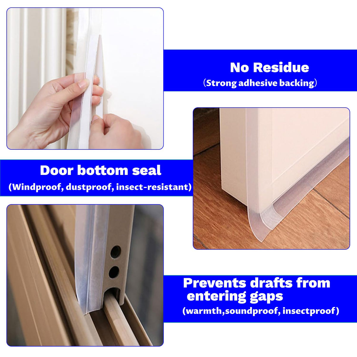 Weather Stripping Door Seal Strip 33 Feet Strip Bottom Draft Insulation Stopper Weatherproof Soundproof for Door Frame or Window Sealer Bathroom Shower Glass Gaps (33 Foot)