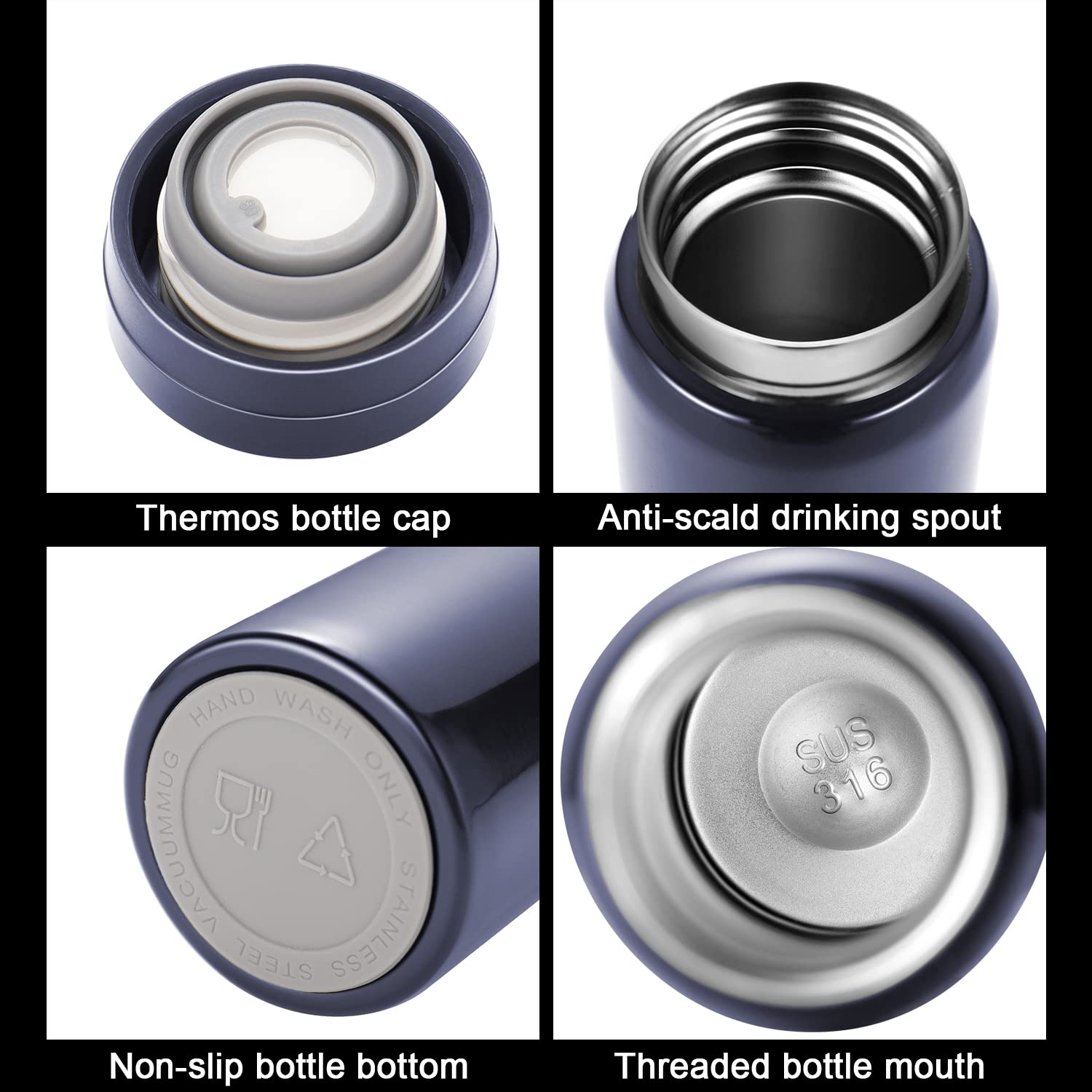 10oz Mini Water Bottle Stainless Steel Thermos Small Flask