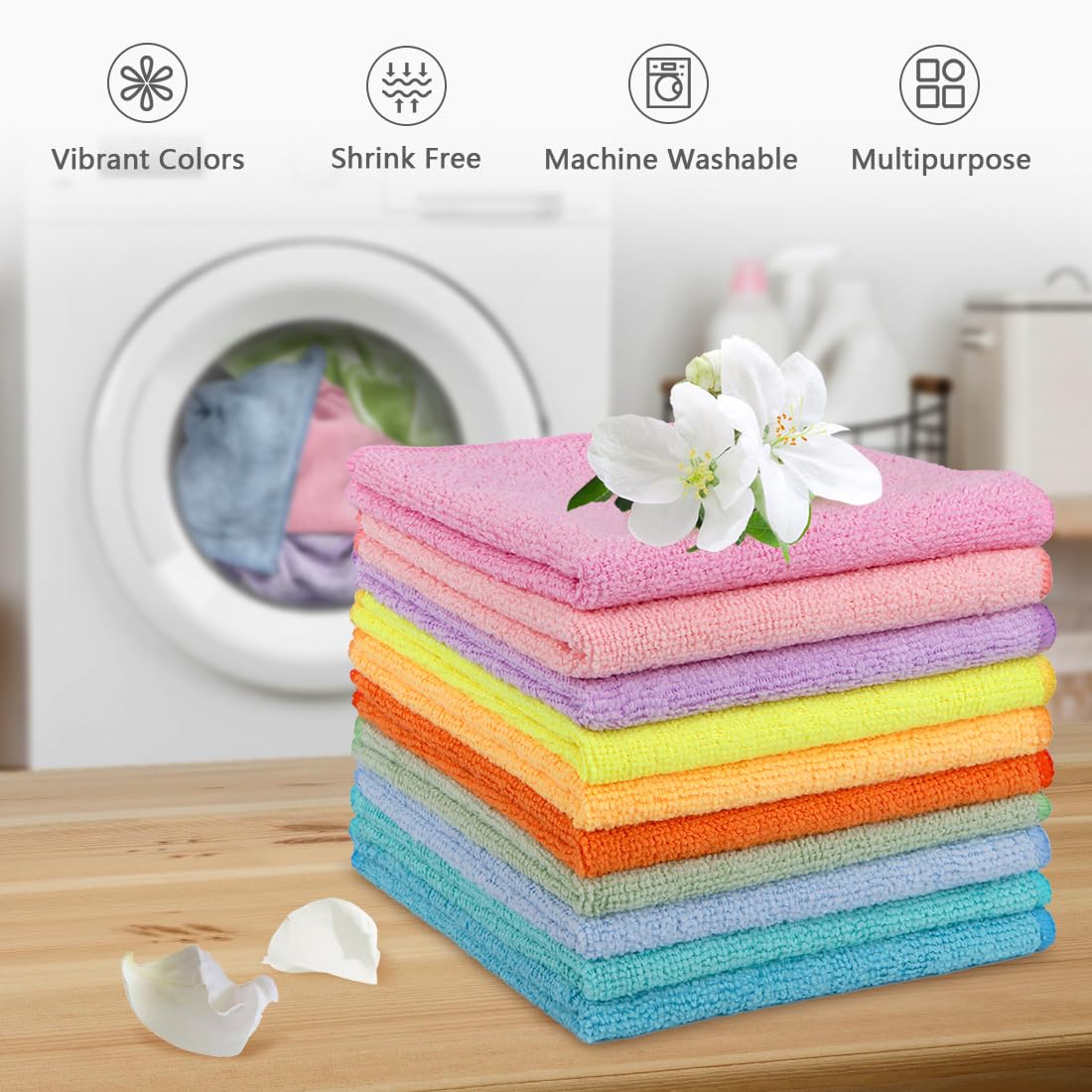 Wash Cloths Face Towels 12x12 Inch 10 Pack (10 Count)