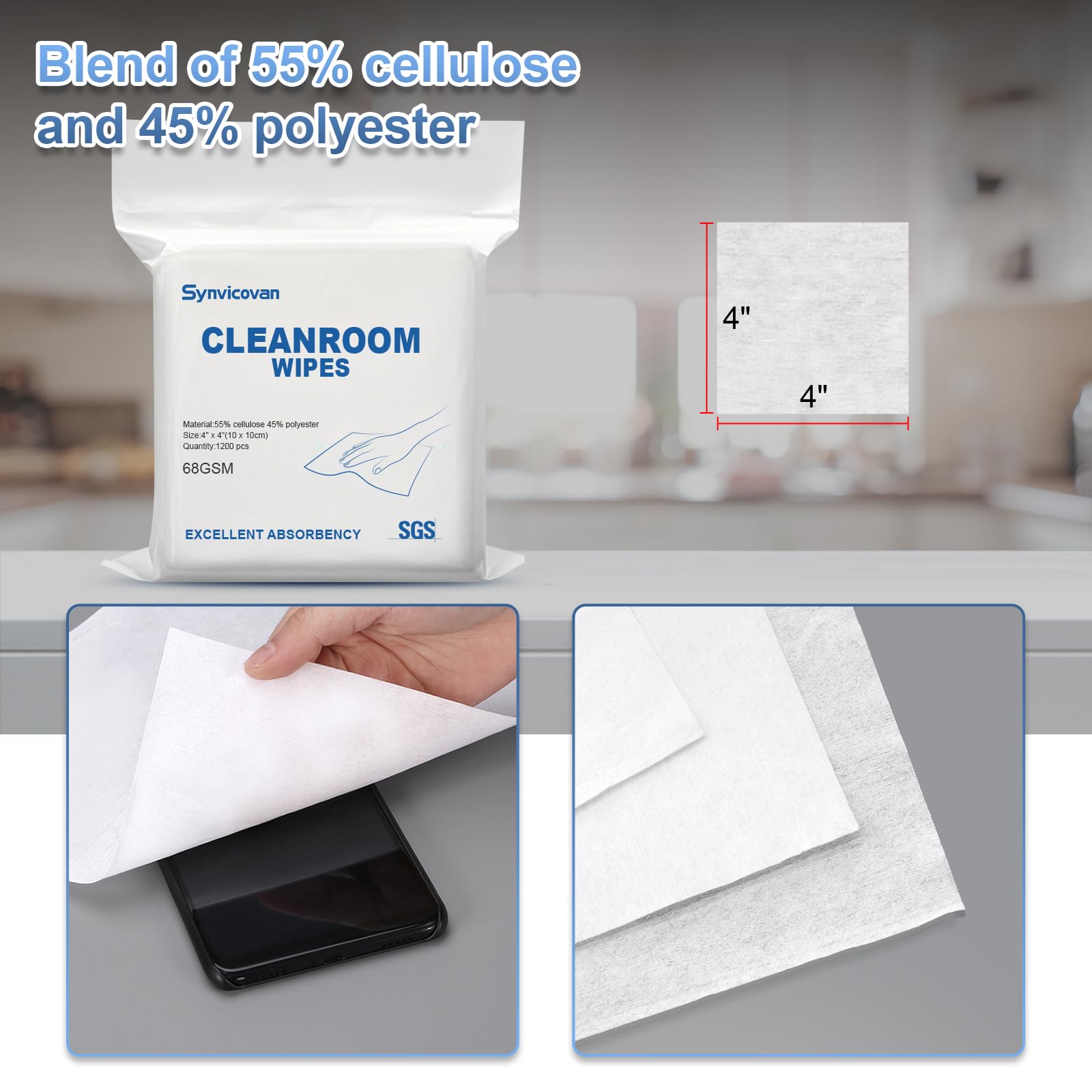 Cleanroom Wipes 4"x4" (1200 Count)