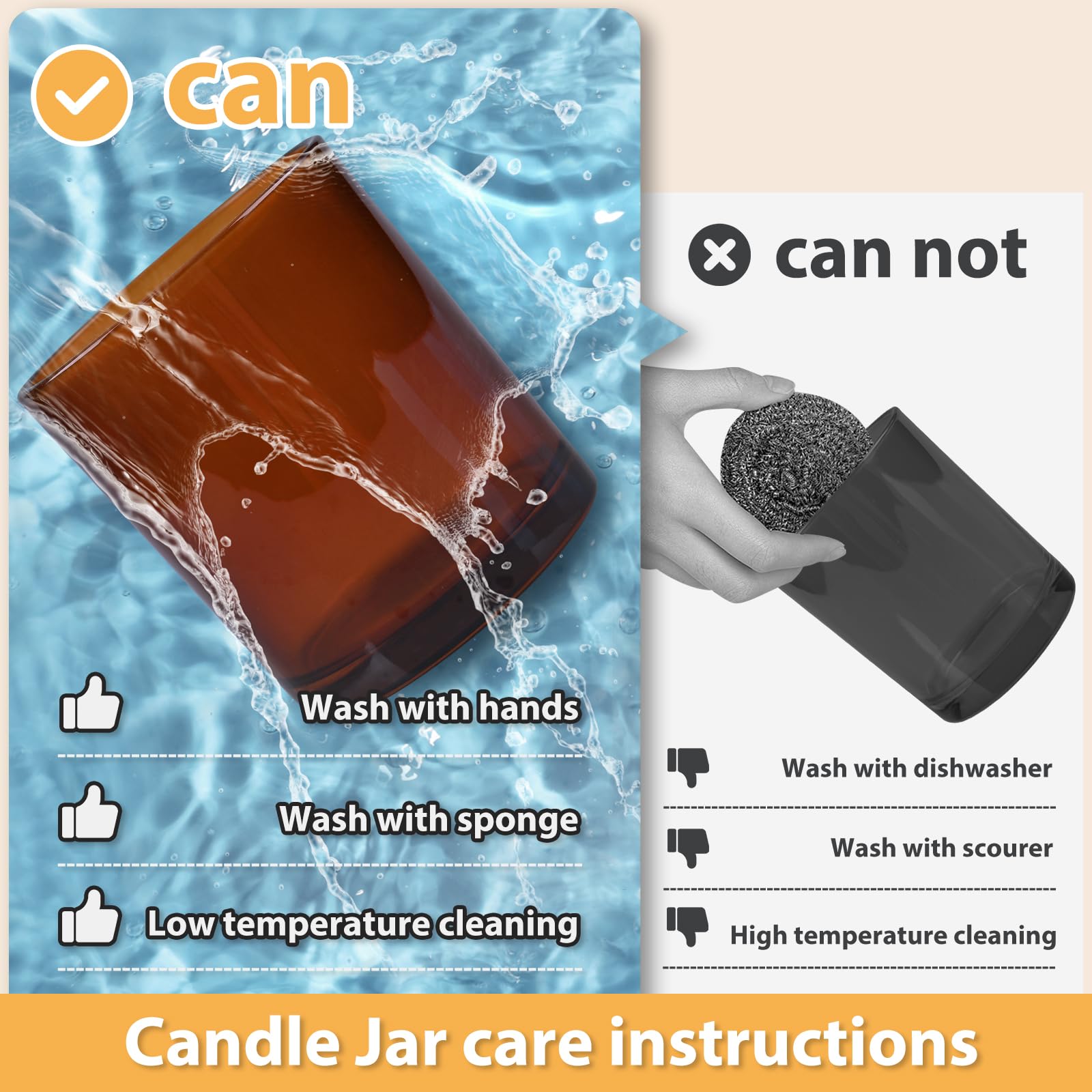 14 OZ Thick Candle Jars for Making Candles 12 Pcs (12 Count)