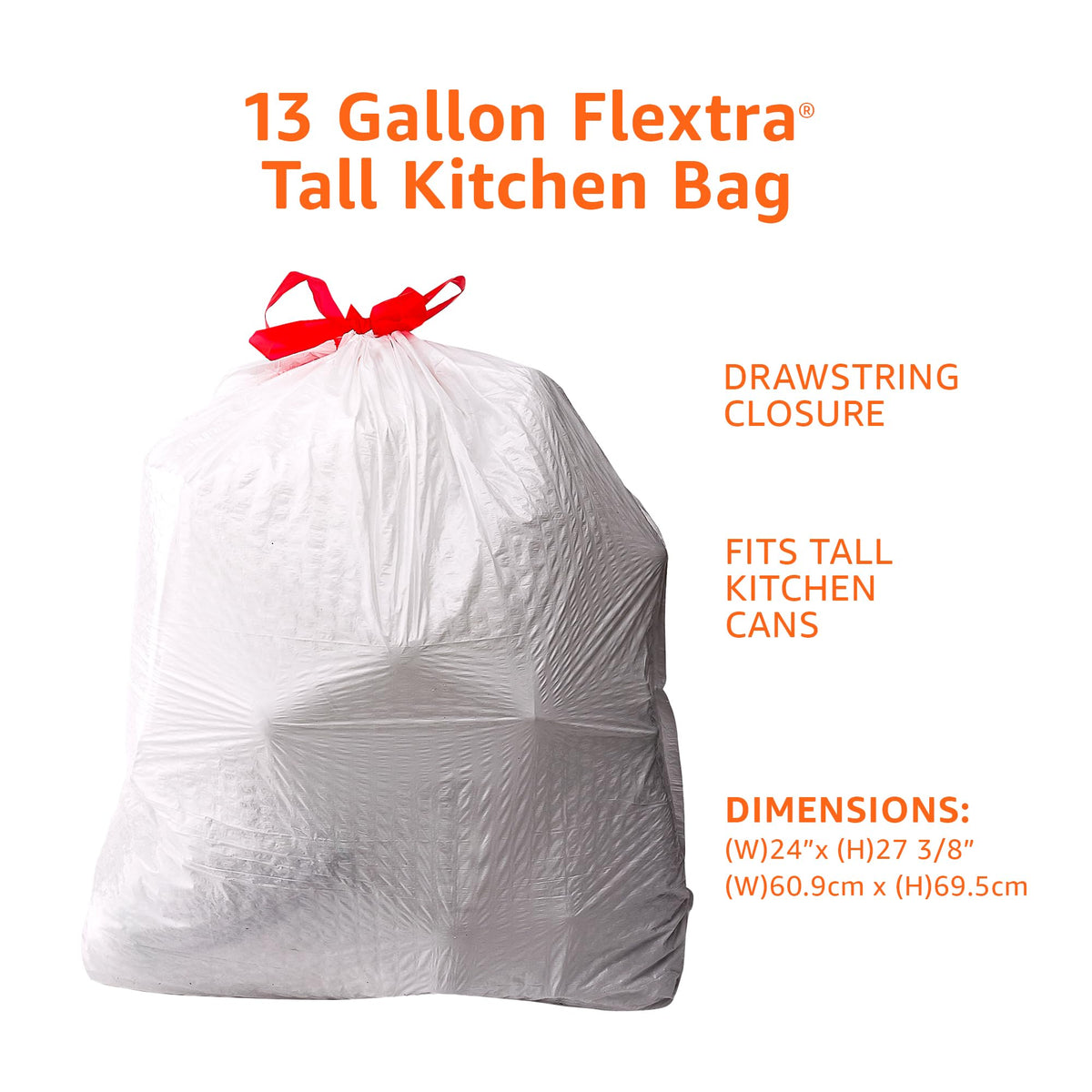 13 Gallon Tall Kitchen Drawstring Trash Bags (120 Count)
