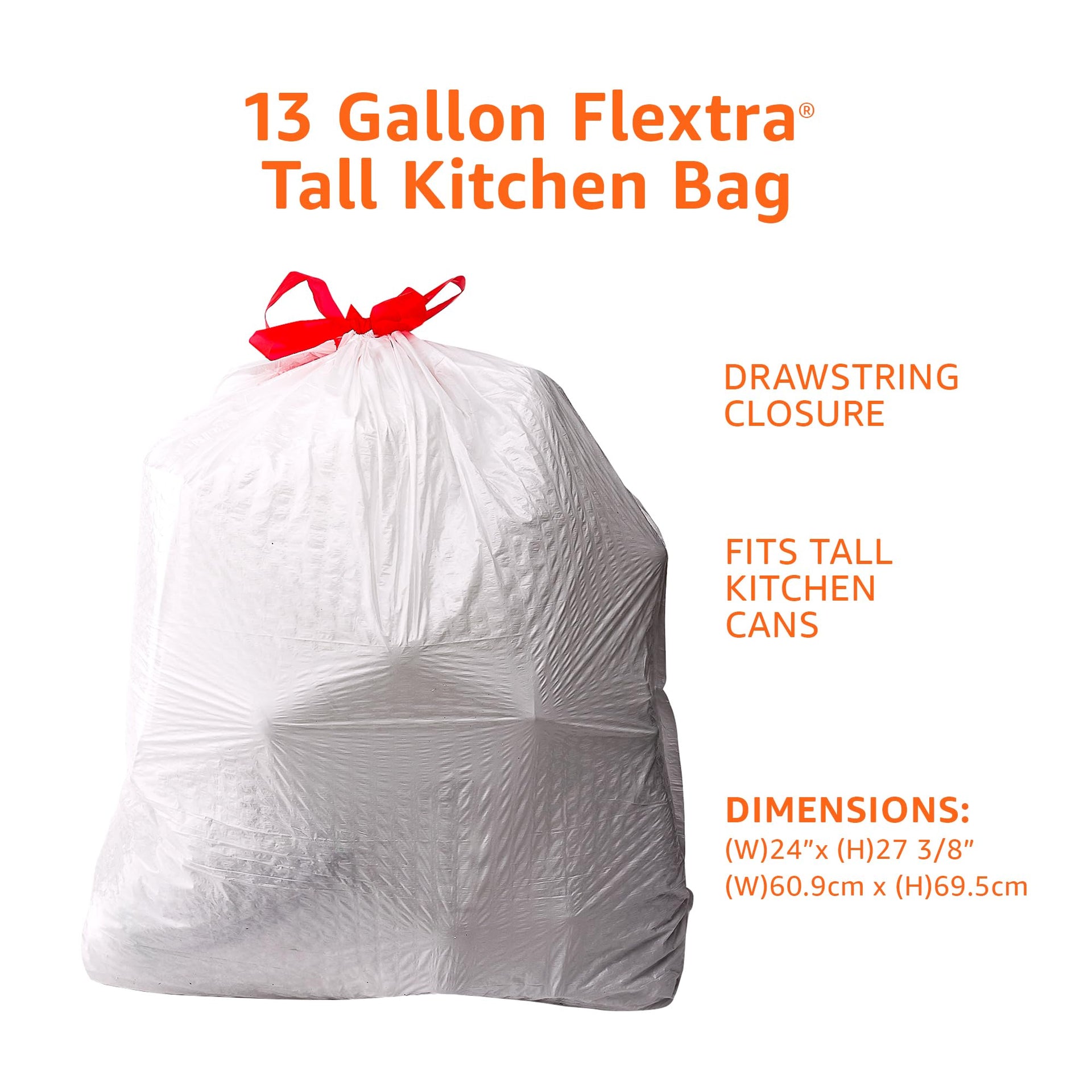 13 Gallon Tall Kitchen Drawstring Trash Bags (50 Count)