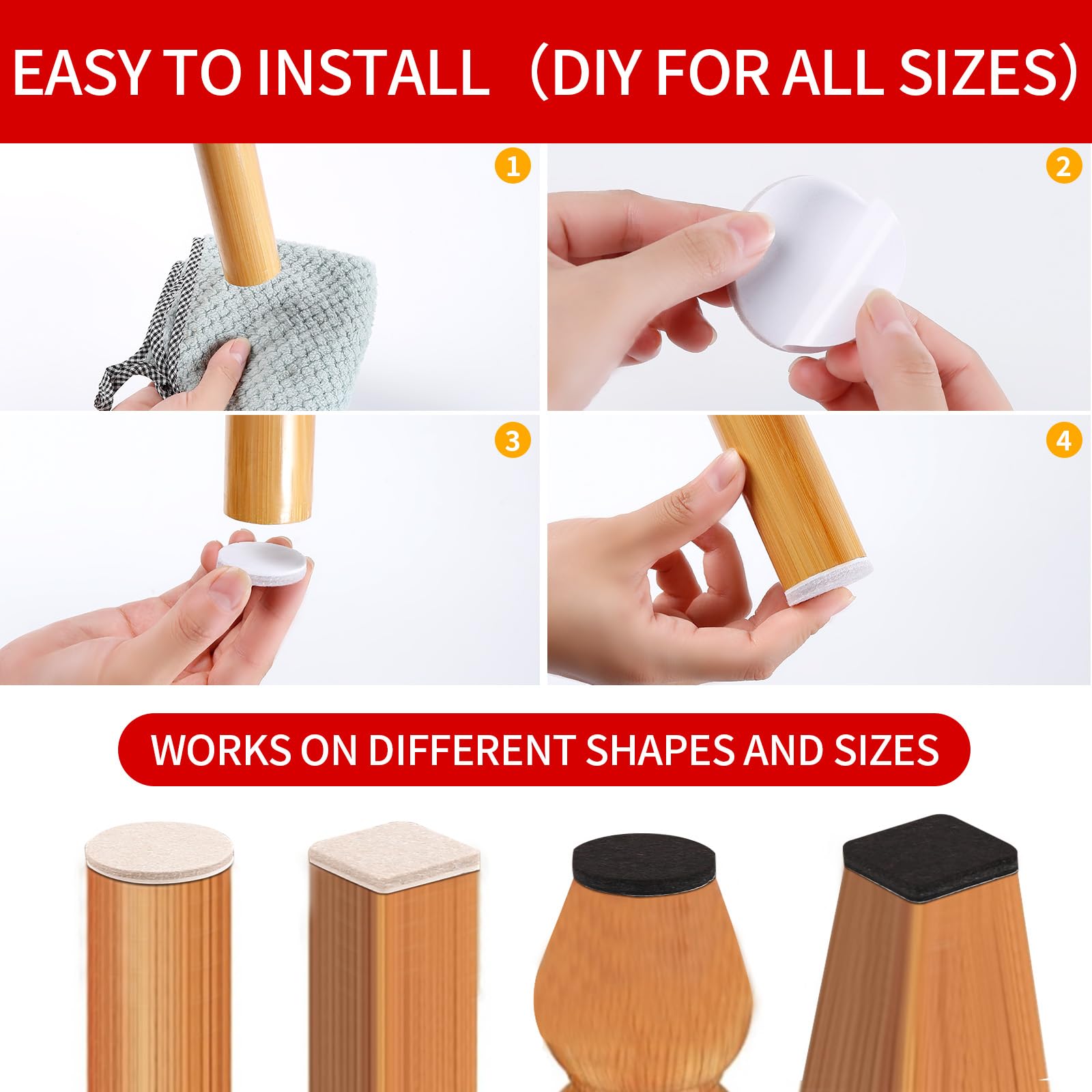 407Pcs Felt Chair Leg Pads Floor Protectors for Hardwoods Floors (407 Count)